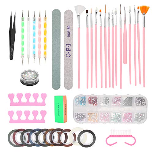 12-in-1 Professional Nail Art Drill Pen Set with Crystal Nail Tips, Tweezers & Cleaning Brush - Perfect for Salon, Home Manicure & DIY Nail Designs (Great Gift for Nail Enthusiasts)