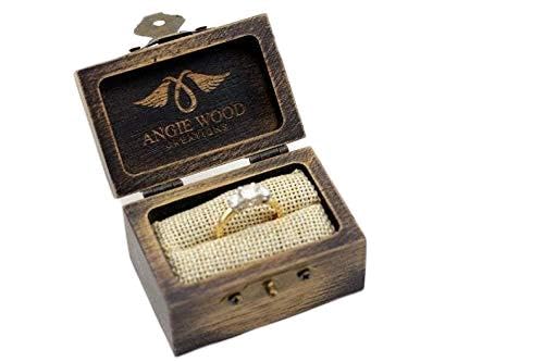 Koa Wood Ring Box for Wedding & Antique Rings - Jewelry Storage Gift