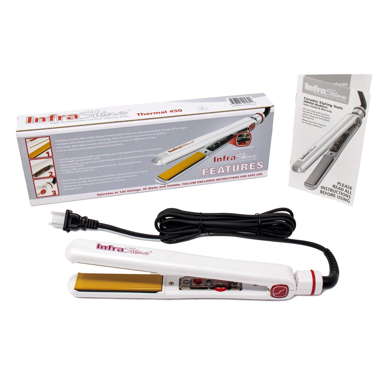 Redline Professional 1 Inch Flat Iron Hair Straightener - Ceramic Plates for Smooth & Shiny Hair - Perfect for Home Use, Salon Styling & Travel