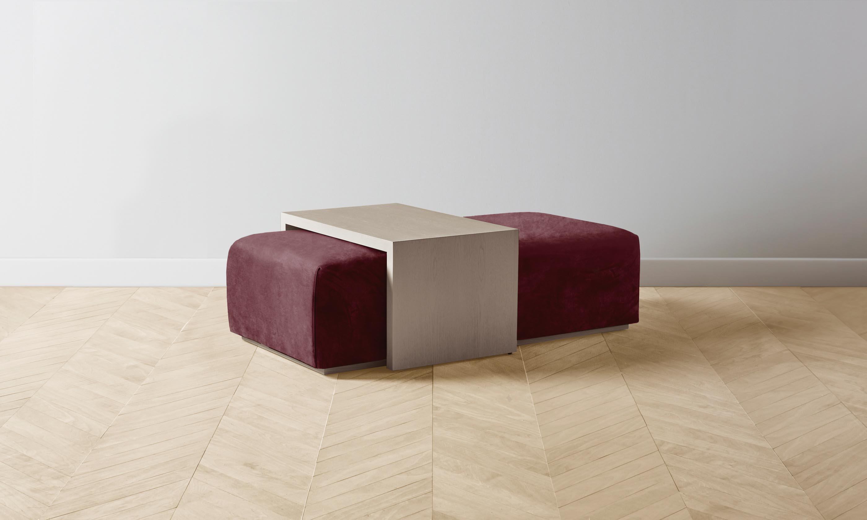 The Bowery Ottoman - Performance Velvet Merlot Upholstered Footrest & Accent Chair for Living Room, Bedroom, or Office