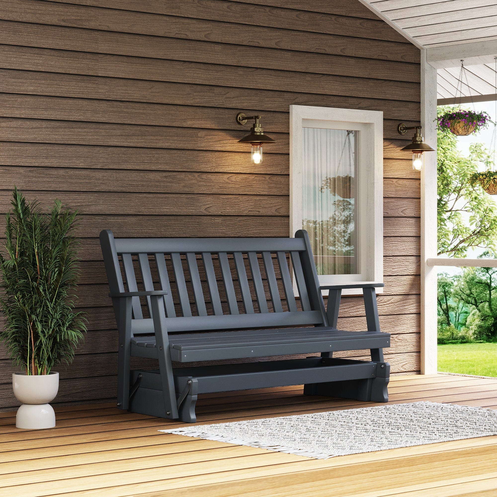 Keystone Amish Co. Franklin Poly Composite Porch Glider - Durable Outdoor Swing for Patio, Garden, and Backyard Relaxation