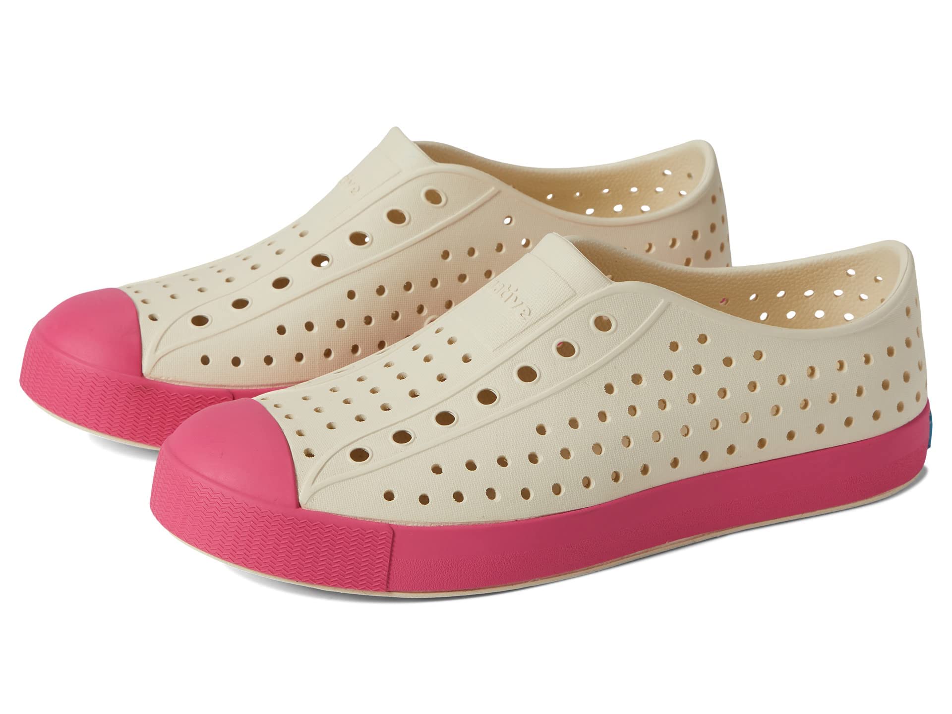 Native Shoes Jefferson Sneakers for Girls - Lightweight & Comfortable (Toddler/Kids) Bone White & Hollywood Pink - Size 2 Little Kid - Perfect for School, Play & Everyday Wear