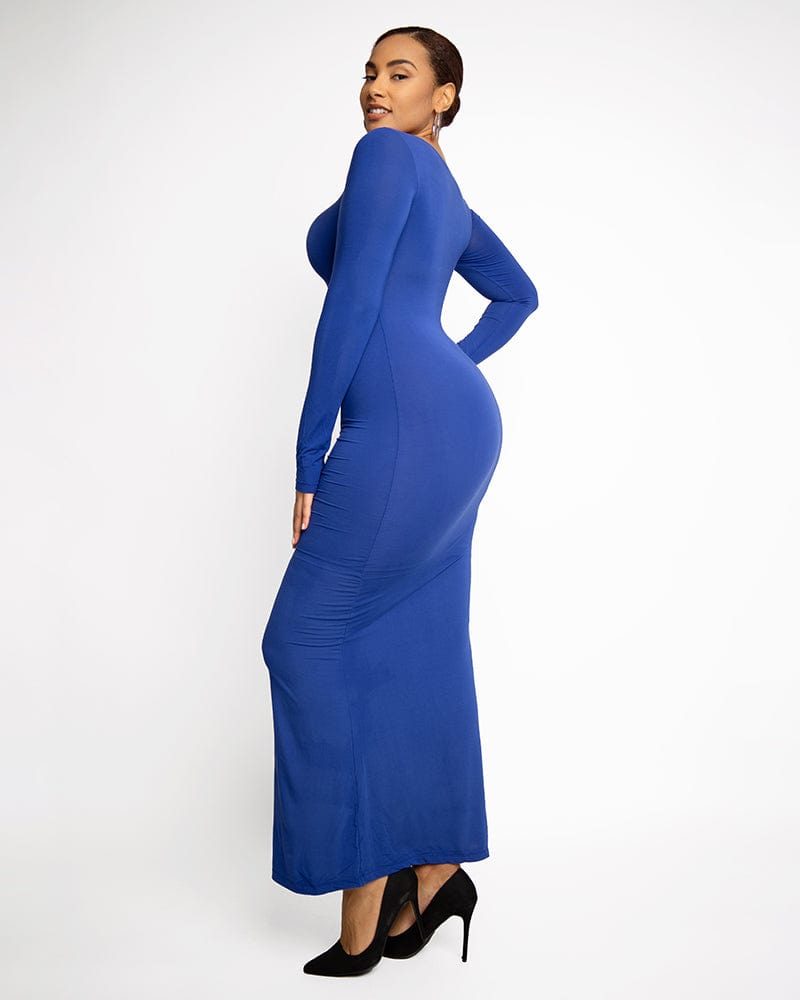 Slim Fit Shaping Maxi Dress for Women - Flattering Bodycon Long Dress with Side Pockets - Perfect for Weddings, Parties & Summer Vacations
