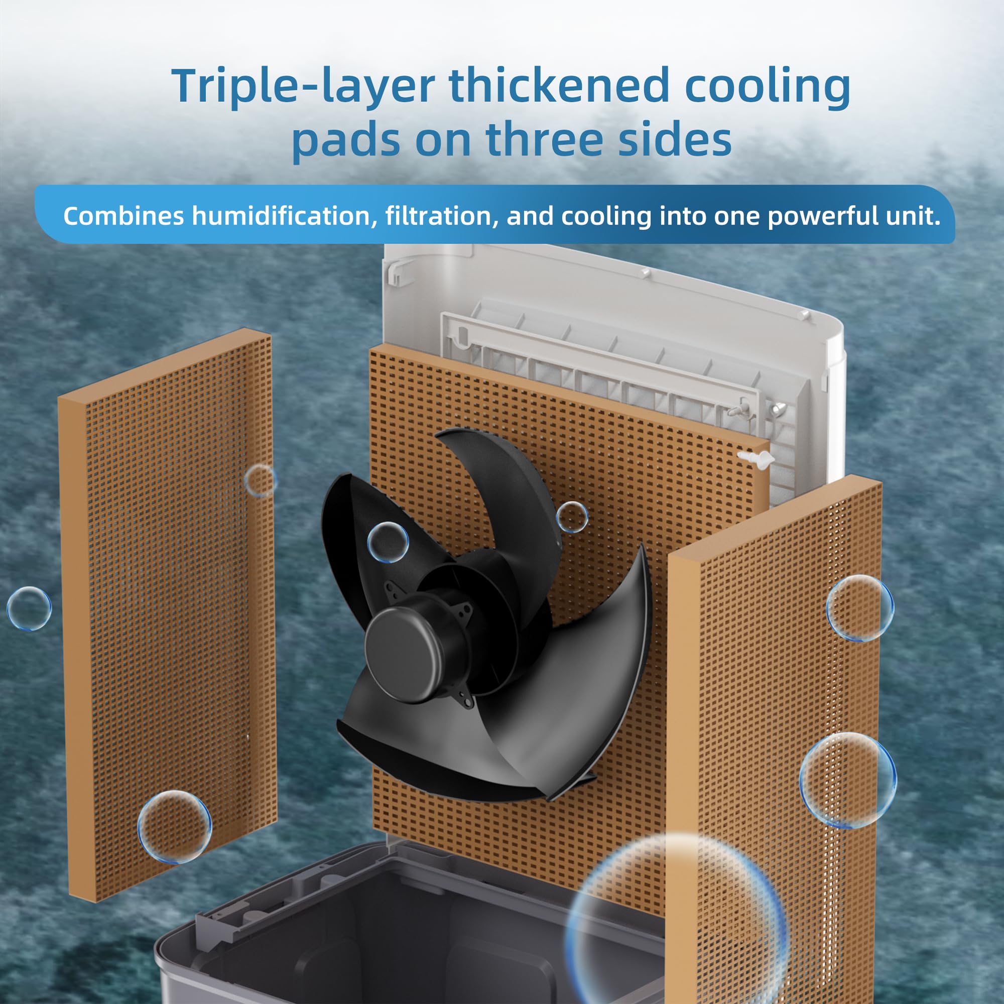 3-IN-1 Evaporative Air Cooler with 3531 CFM & 11.9 Gallon Water Tank - Portable Swamp Cooler with Remote/Touch Control, 90°+120° Oscillation for Indoor & Outdoor Use - Perfect for Bedroom, Office, Patio, and Garage Cooling