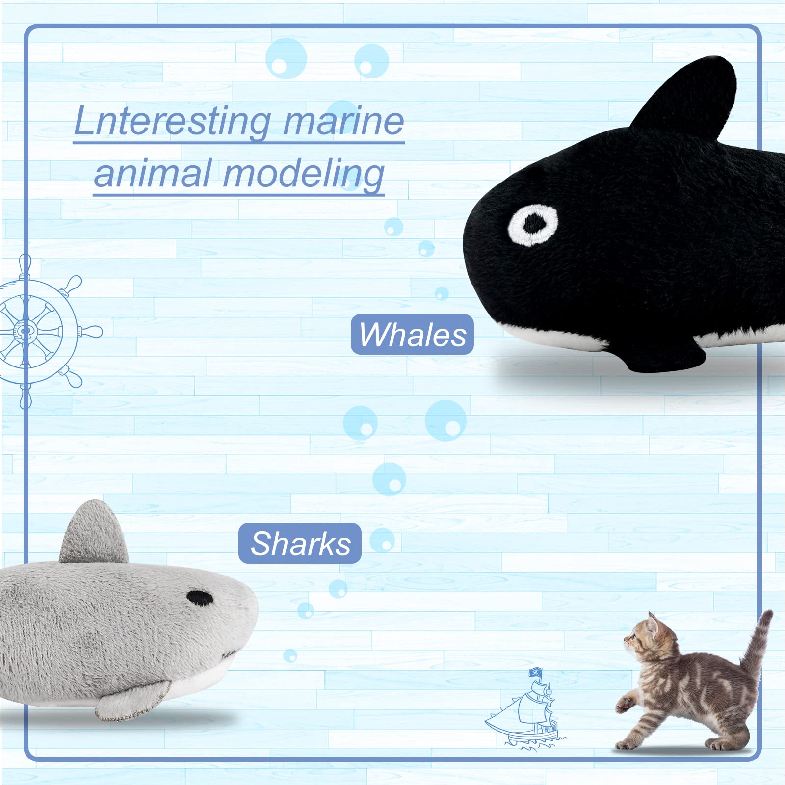 Andiker 2Pcs Catnip Toys for Indoor Cats - Soft Crab & Starfish Plush Chew Toys with Catnip, PP Cotton Pet Toys for Kittens | Interactive Cat Toys for Playtime, Stress Relief & Bonding (Gray+Black)