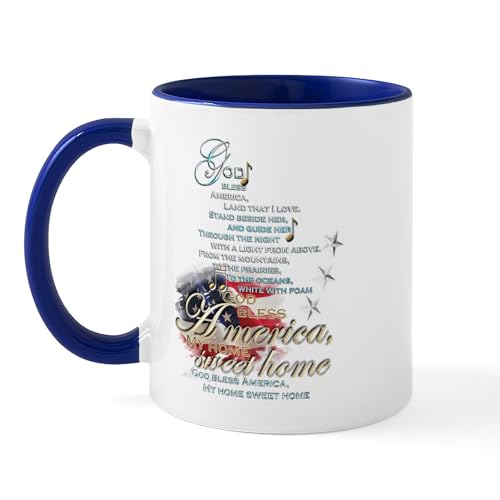 White/Navy Inside - God Bless America: Mug
