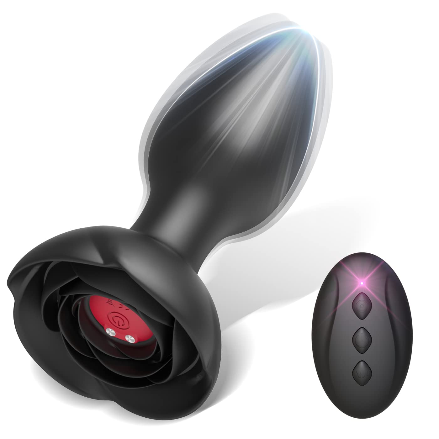 Remote Control Vibrating Anal Plug - Prostate Massager with 10 Vibration Modes, Waterproof Silicone Rose Base for Couples Play & Solo Pleasure (Black) - Perfect for BDSM, Roleplay & Intimate Adult Games