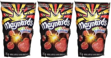 Maynards Sour Cherry Blasters Candy - 3 Pack (12.5 oz Each) | Tart & Sweet Canadian Candy for Parties, Halloween Treats & Movie Nights