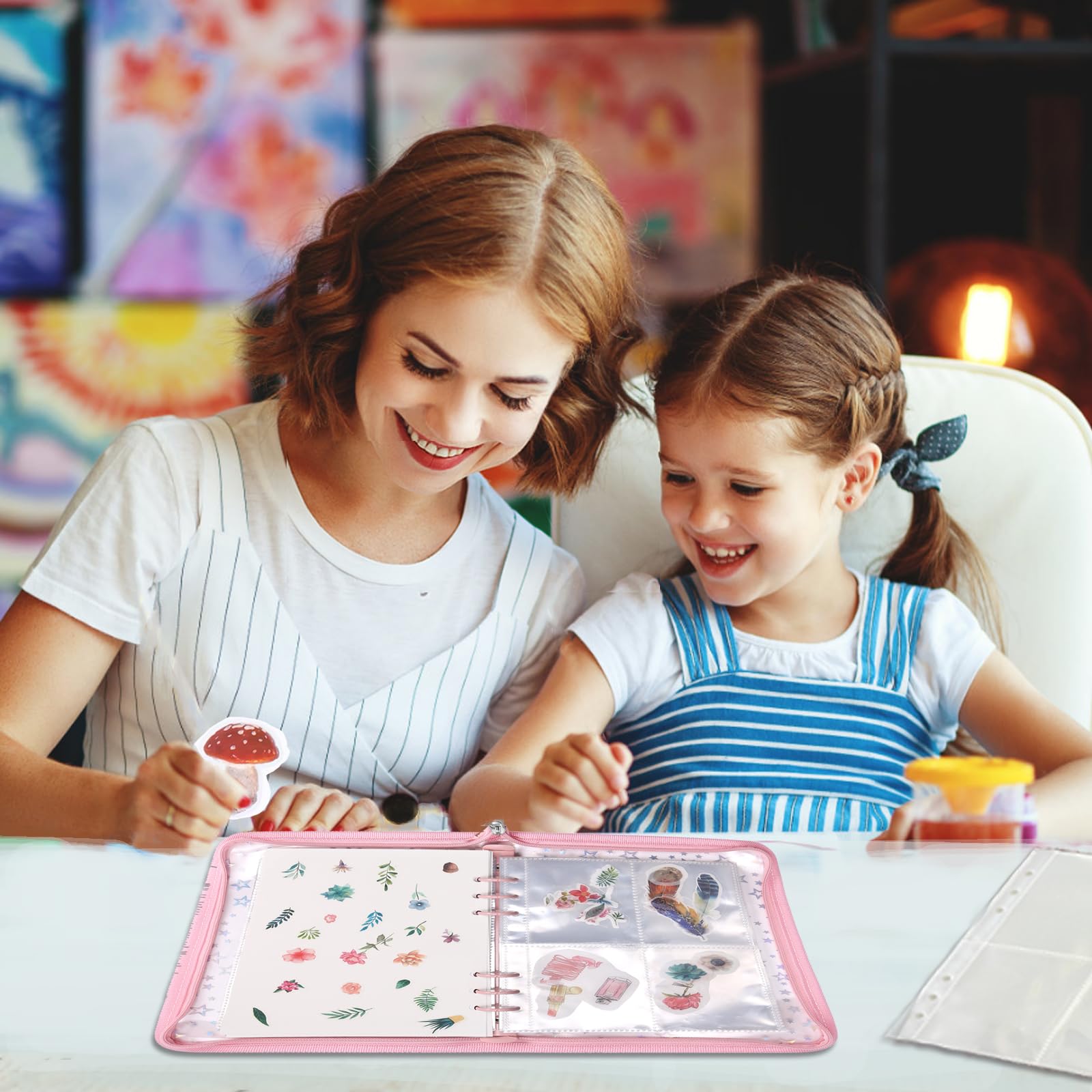 MUDOR 4 in 1 Sticker Storage Organizer - A5 Reusable Sticker Binder with Storage Sleeves & Release Paper - Perfect for Sticker Collecting, Scrapbooking & Craft Organization