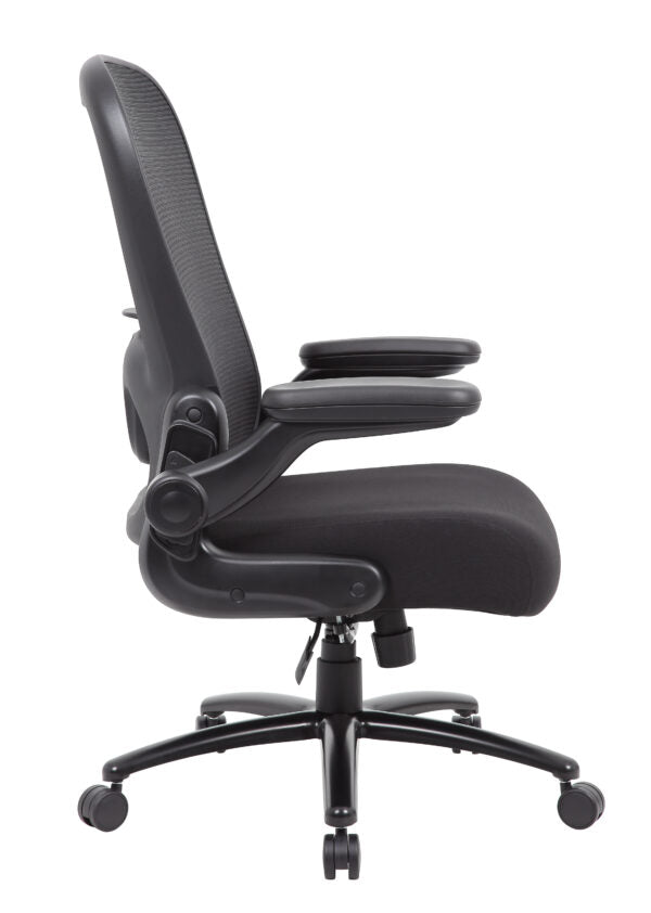 Boss Heavy Duty Flip Arm Mesh Task Chair B601 BK - Ergonomic Office Chair for Home & Work, Adjustable Height & Lumbar Support - Perfect for Long Hours of Sitting, Gaming & Computer Work