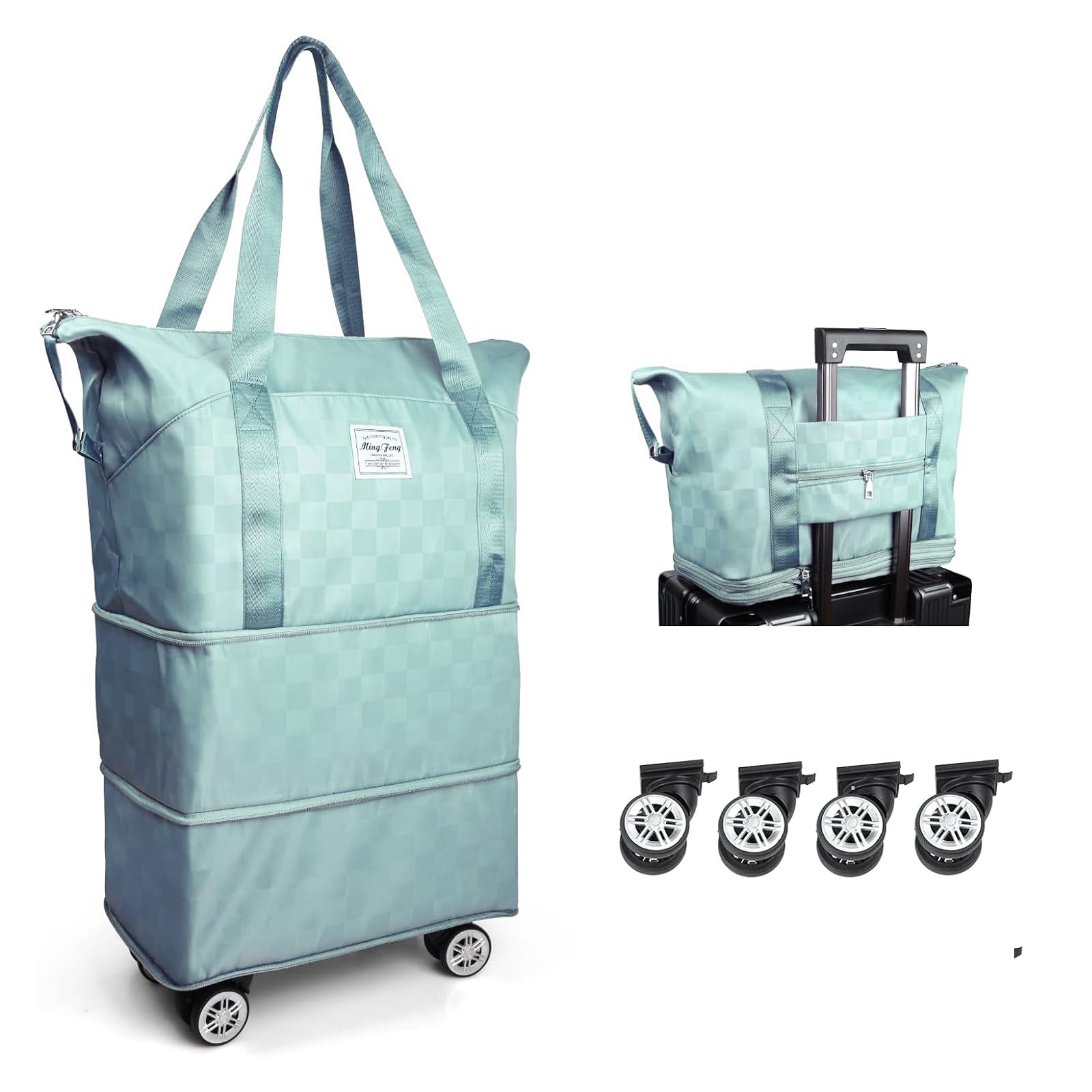 Expandable & Foldable Rolling Suitcase with Wheels - Detachable Carry-On Duffle Bag for Travel & Business | Large Collapsible Luggage for Men & Women | Perfect for Air Travel, Weekend Getaways & Business Trips
