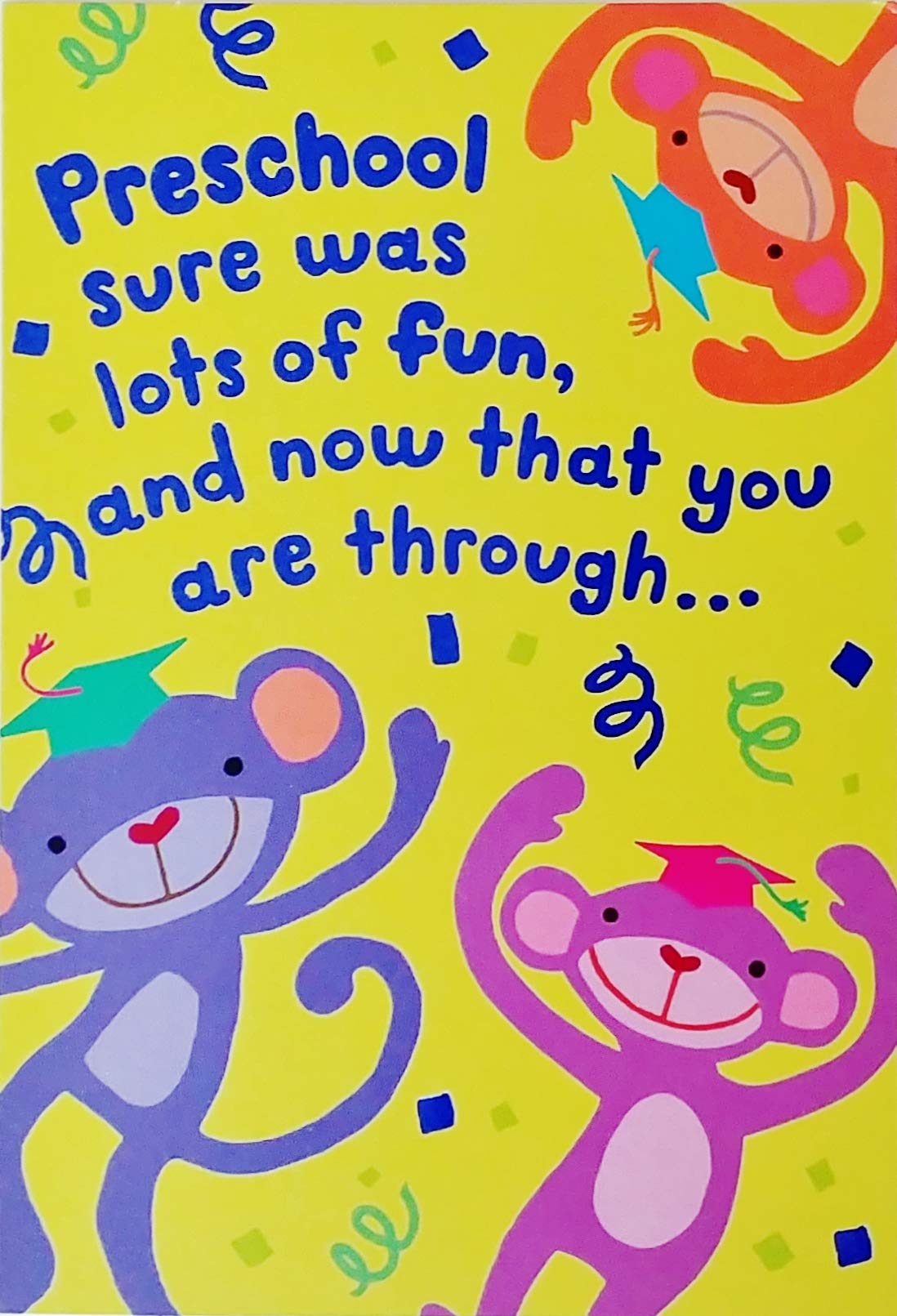 Preschool Graduation Greeting Card with Monkeys - Perfect for Kids' Graduation Party