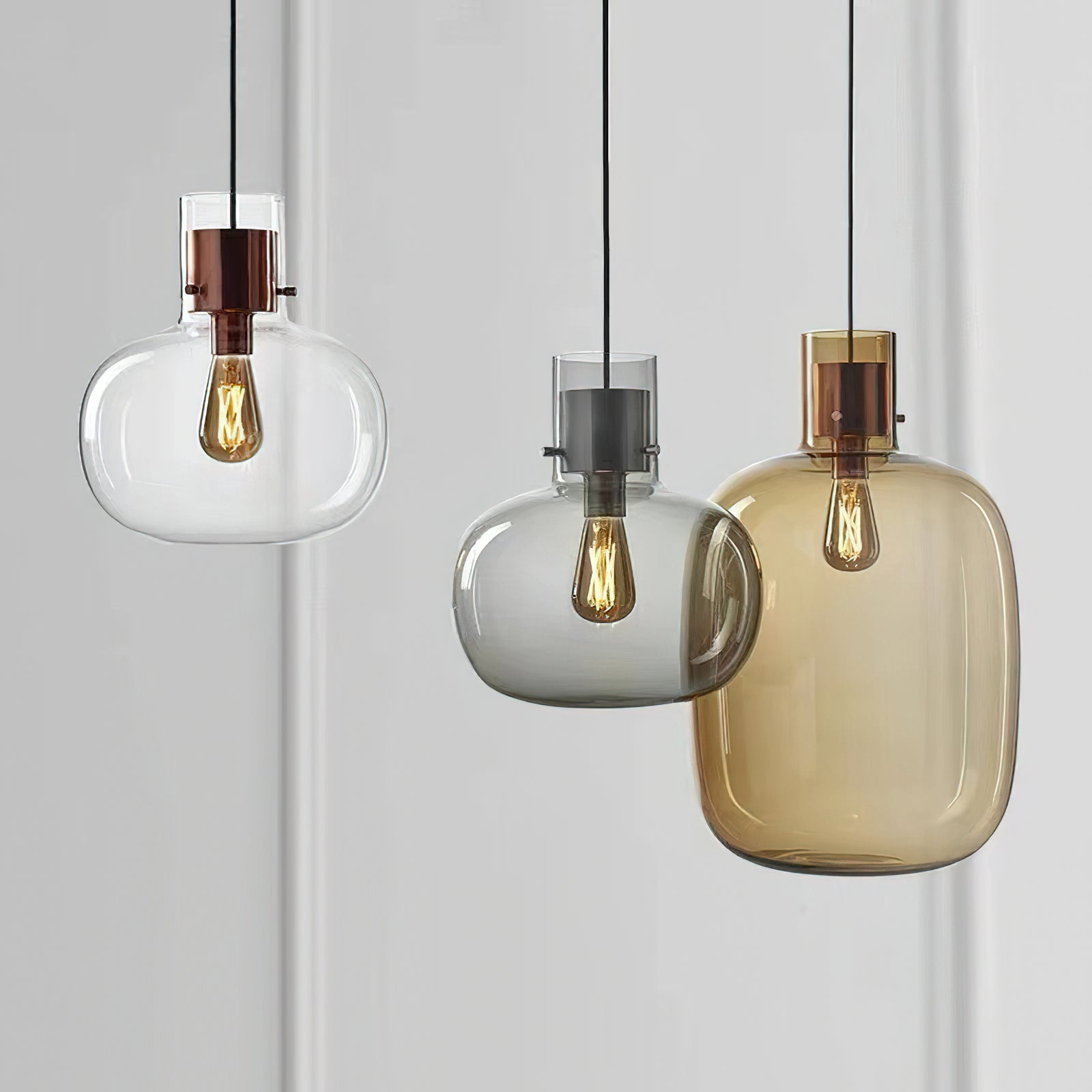 Cambre Glass Pendant Light - Modern Hanging Fixture for Kitchen Island, Dining Room & Bedroom Lighting - Dimmable LED Chandelier with Clear Glass Shade