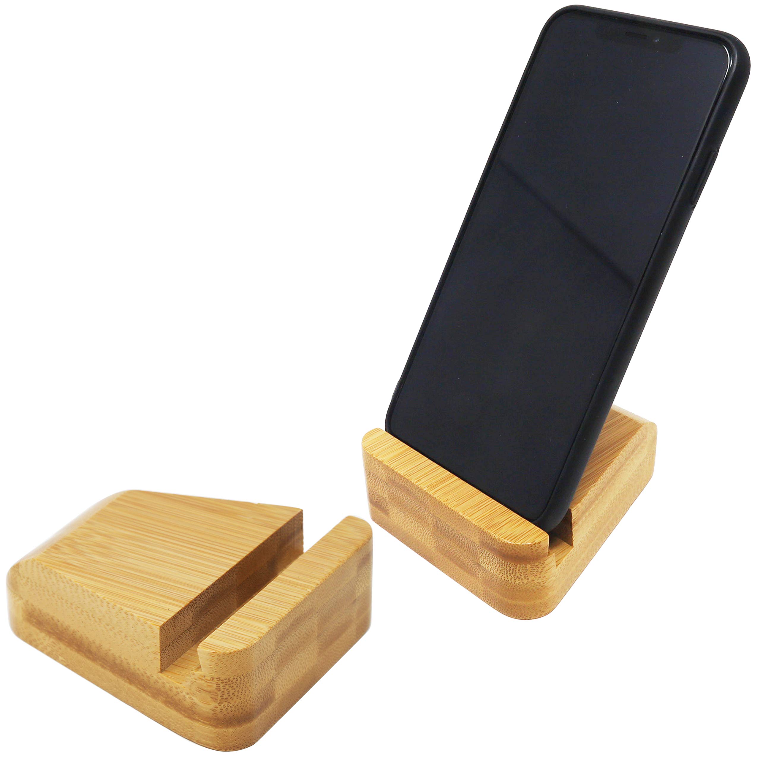 Premium Bamboo Phone Stand - Adjustable Desktop Cell Phone Holder for iPhone, Samsung, Tablets | Perfect for Home, Office, Video Calls & Hands-Free Viewing