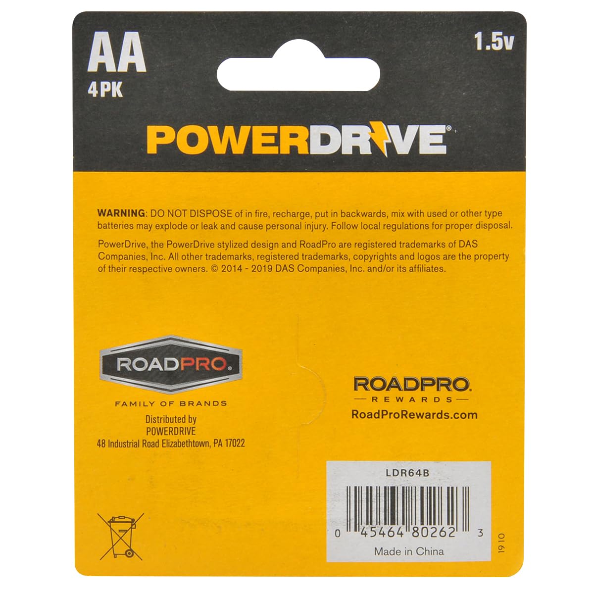 PowerDrive LDR64B AA Alkaline Batteries - 4 Pack Long Lasting High Performance Batteries for Remote Controls, Toys, Flashlights & Electronic Devices