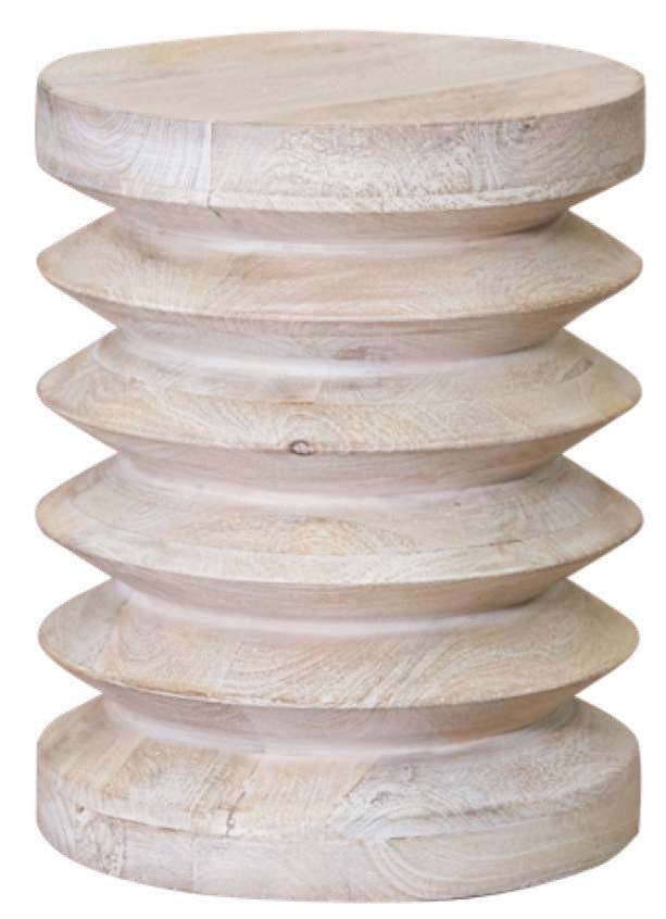 Modern Whitewashed Mango Wood Accordion Side Table - Natural Finish, Rustic Home Decor for Living Room, Bedroom & Patio - Compact & Stylish End Table for Small Spaces