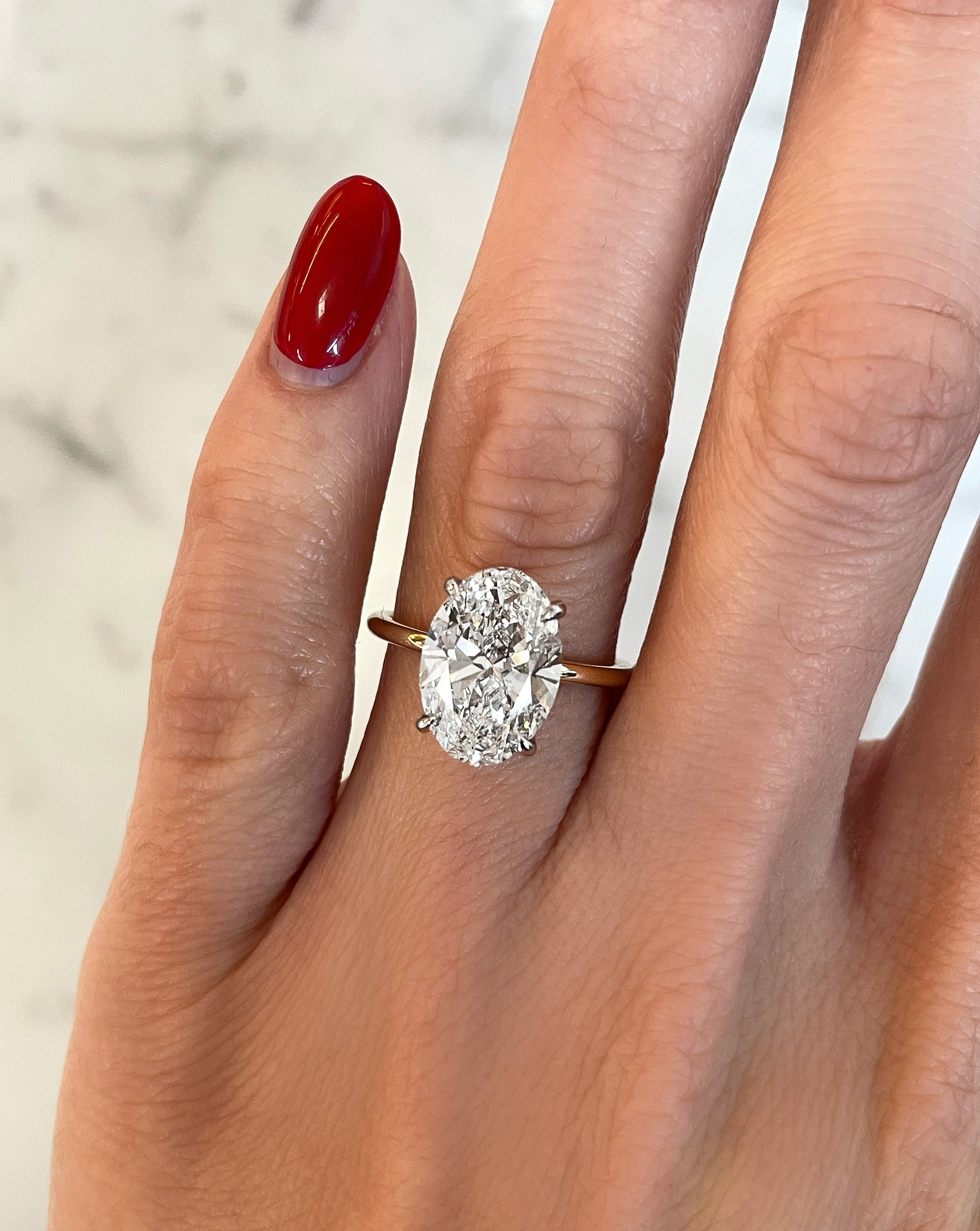 3.71 Carat Lab Grown Oval Diamond Whisper Thin® Hidden Halo Engagement Ring - Perfect for Proposals, Anniversaries & Special Occasions