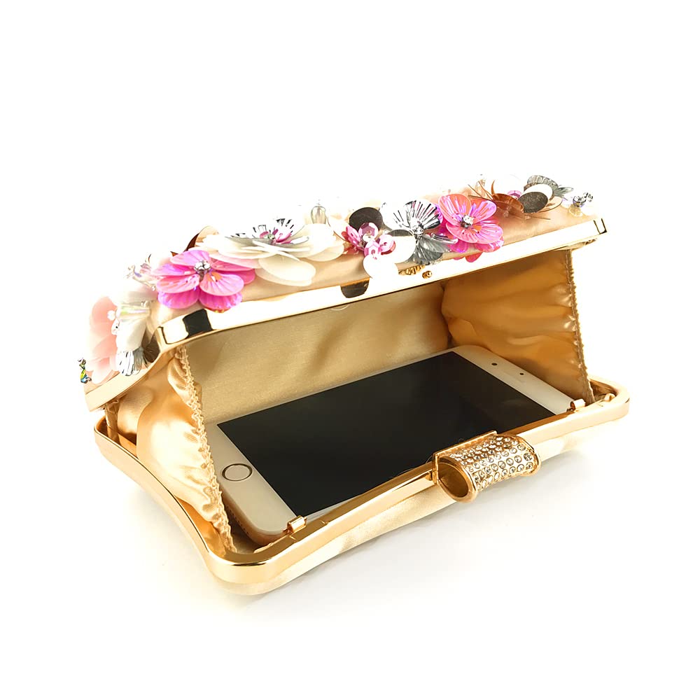 JIAJIA 3866 Women's Rhinestone 3D Sequins Envelope Clutch Purse - Elegant Wedding Evening Bag for Bride, Prom, Party & Special Occasions