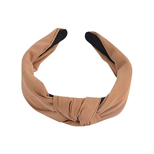 Stylish Knotted Turban Headband for Women - Wide Solid Color Hair Band, Perfect for Yoga, Workouts, and Everyday Fashion (Khaki)