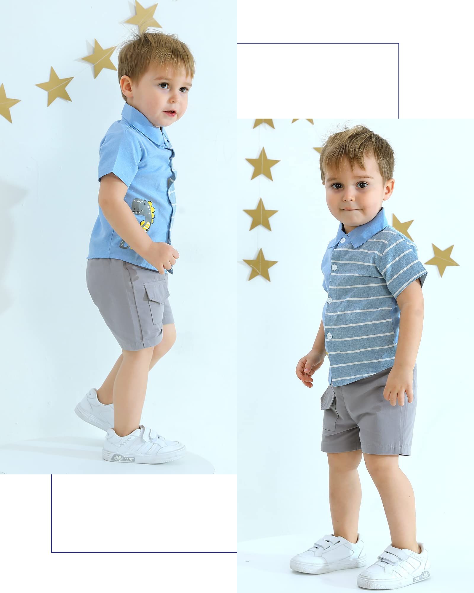 Toddler Boys Summer Outfit - 100% Cotton Shirt and Shorts Set for Baby Boys | Perfect for Playtime, Beach & Outdoor Activities