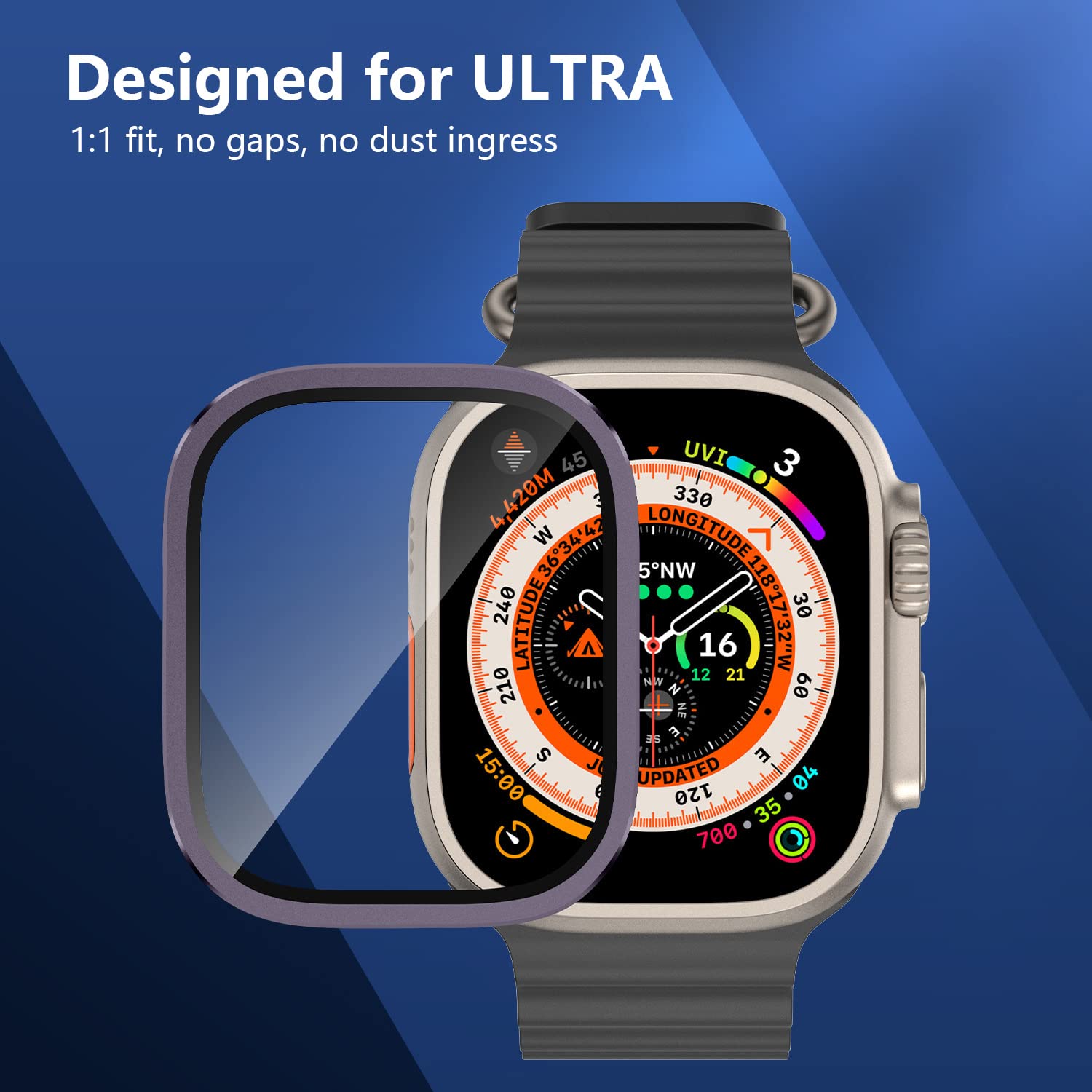 Apple Watch Ultra 49mm Screen Protector - 9H Tempered Glass with Metal Frame | Ultra Thin, Lightweight & Touch Sensitive | Perfect for Sports, Work & Outdoor Activities
