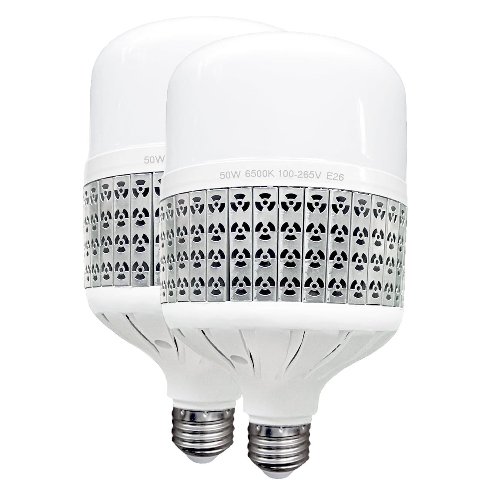 50W High Power LED Bulb - Daylight White 6500K, 450W-500W Equivalent, E26 Medium Base - Energy Saving Commercial Light Bulbs for Garage, Warehouse, Workshop & Office (2 Pack) - Bright Lighting for Industrial Spaces & Work Areas