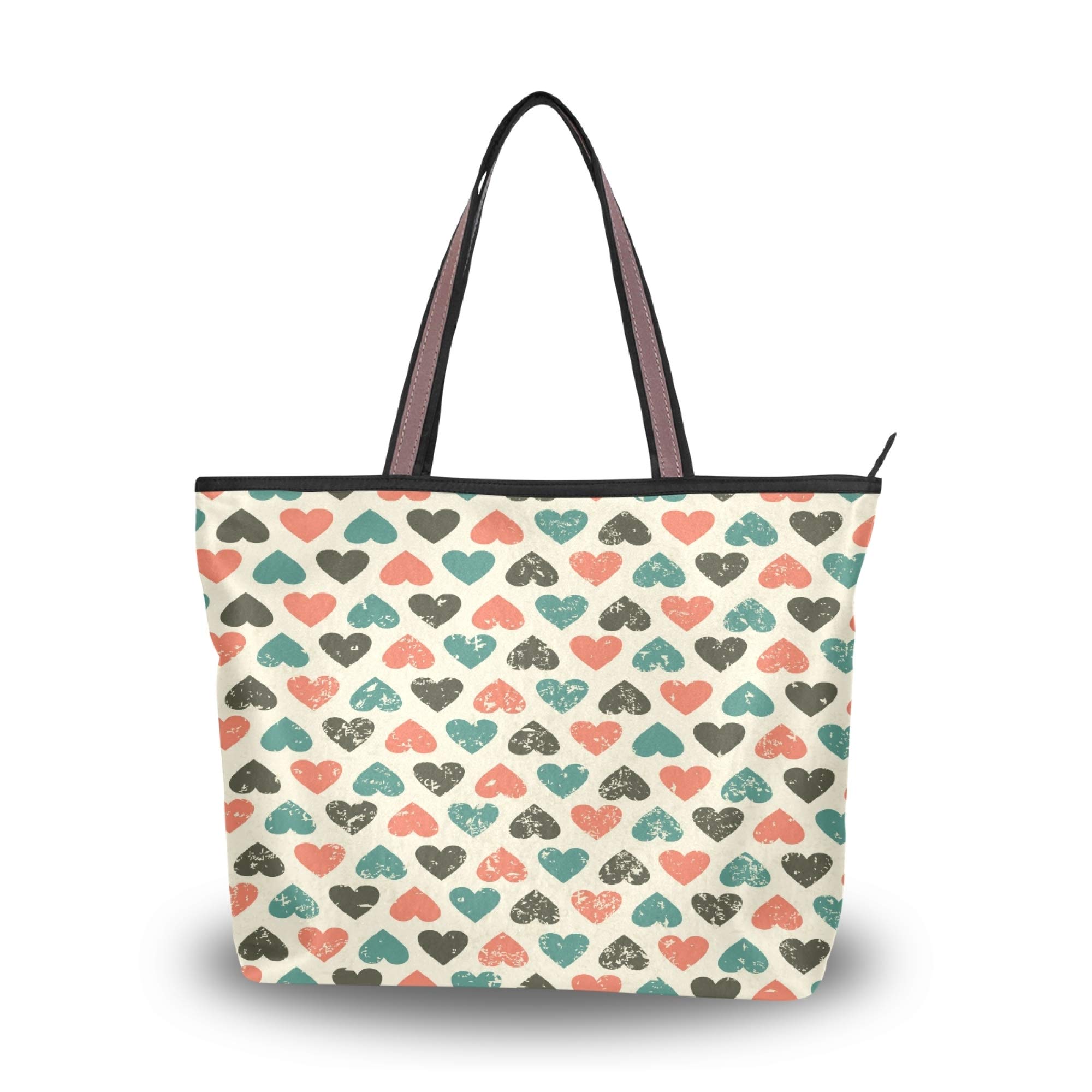 Valentine's Day Tote Bag for Women - Cute Heart Print Shoulder Bag - Perfect Gift for Girlfriend, Wife, Daughter - Ideal for Shopping, Beach & Date Night
