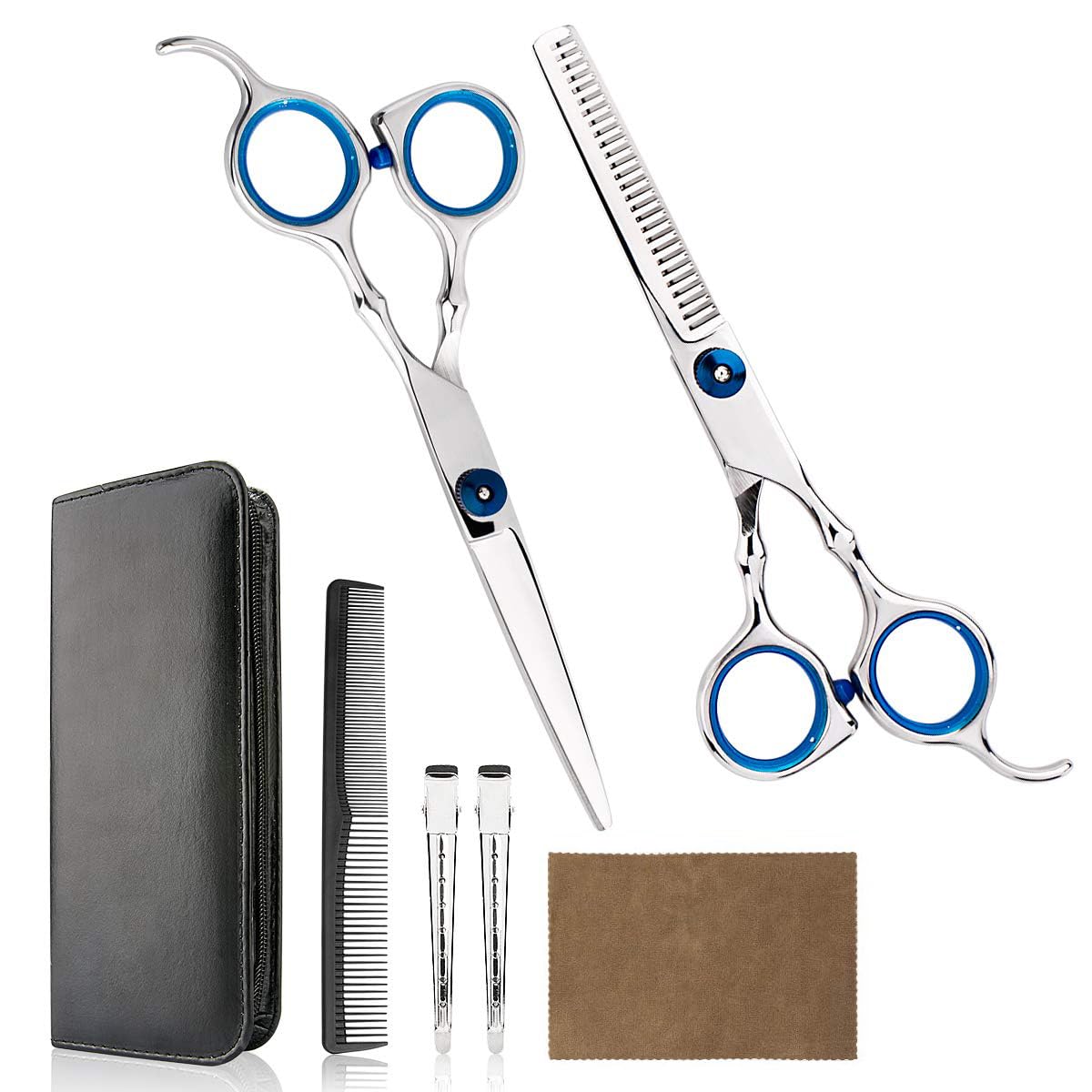 Professional Hair Cutting Kit for Men & Women - Barber & Salon Quality Haircut Scissors, Thinning Shears with Comb & Case | Perfect for Home Haircuts, DIY Styling & Professional Grooming