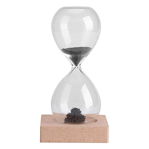 Shexton Magnetic Sand Timer Hourglass - Wooden Base Desk Decor for Home & Office | Stress Relief Toy, Meditation Tool, Unique Gift Idea