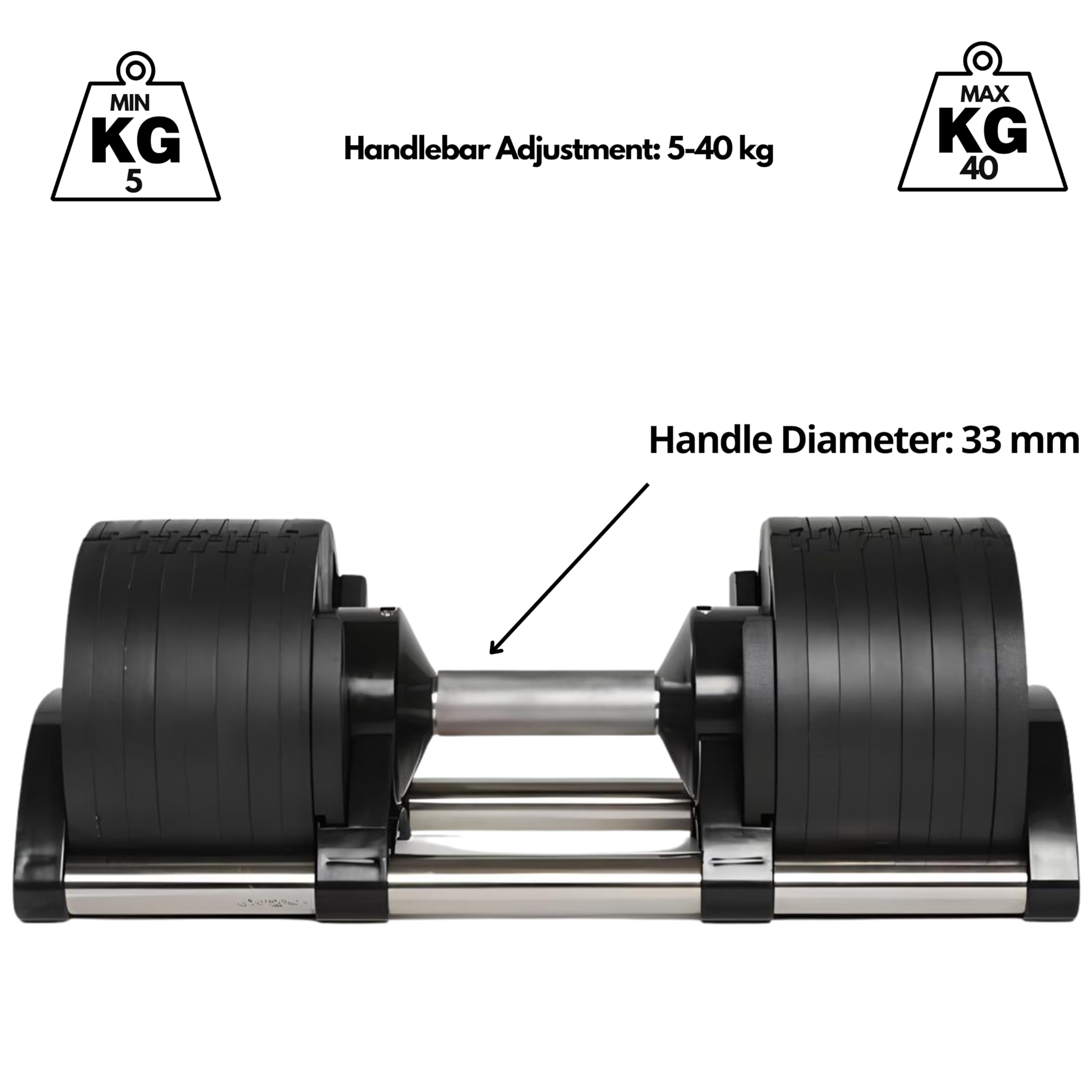 DONATIF Adjustable Dumbbells 40kg - Steel & Rubber Weight Set for Home Gym & Fitness Training - Perfect for Strength Training, Muscle Building & Full Body Workouts