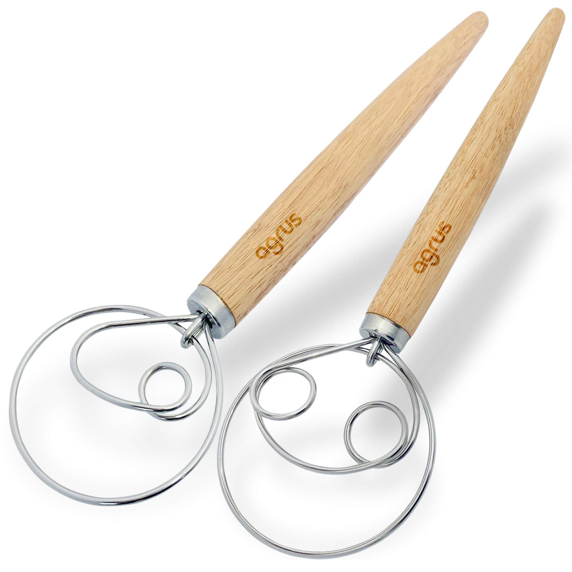 Agrus Danish Dough Whisk - Stainless Steel Baking Tool with 1+2 Ring Design for Bread, Pastry & Pizza Dough - Perfect for Home Bakers & Professional Kitchens