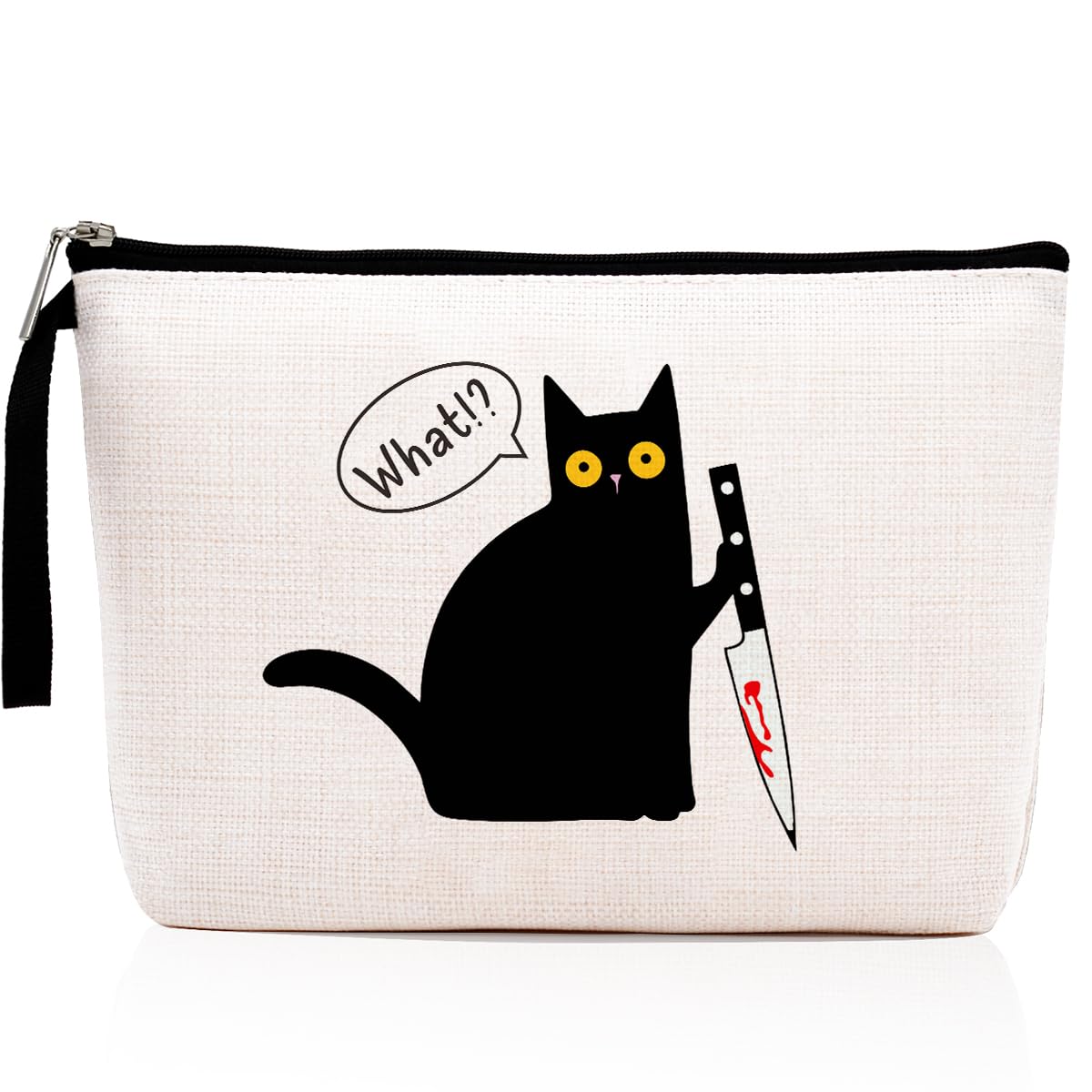 Stylish Cat-Themed Makeup Bag - Perfect Gift for Cat Lovers, Women, Best Friends & Daughters | Murderous Cat Design Cosmetic Pouch for Travel, Graduation & Birthday | Cute Kitty Zipper Pouch for Makeup Storage & Daily Use
