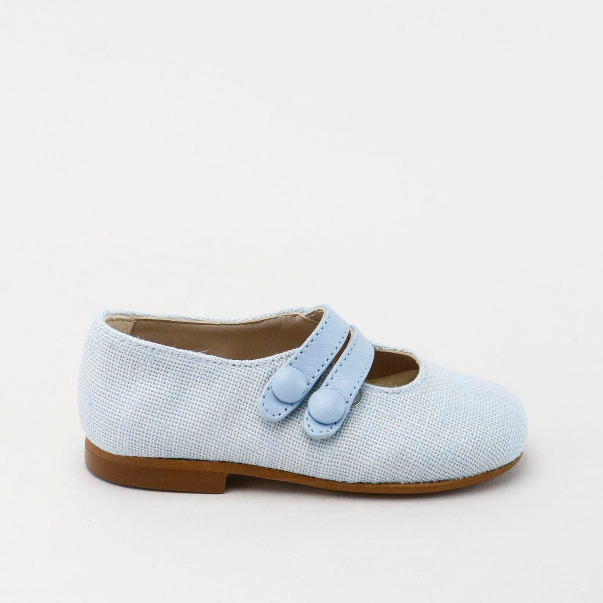 Papanatas Sky Linen Double Strap Mary Jane Shoes - Comfortable Women's Flats for Casual Wear & Office Outfits
