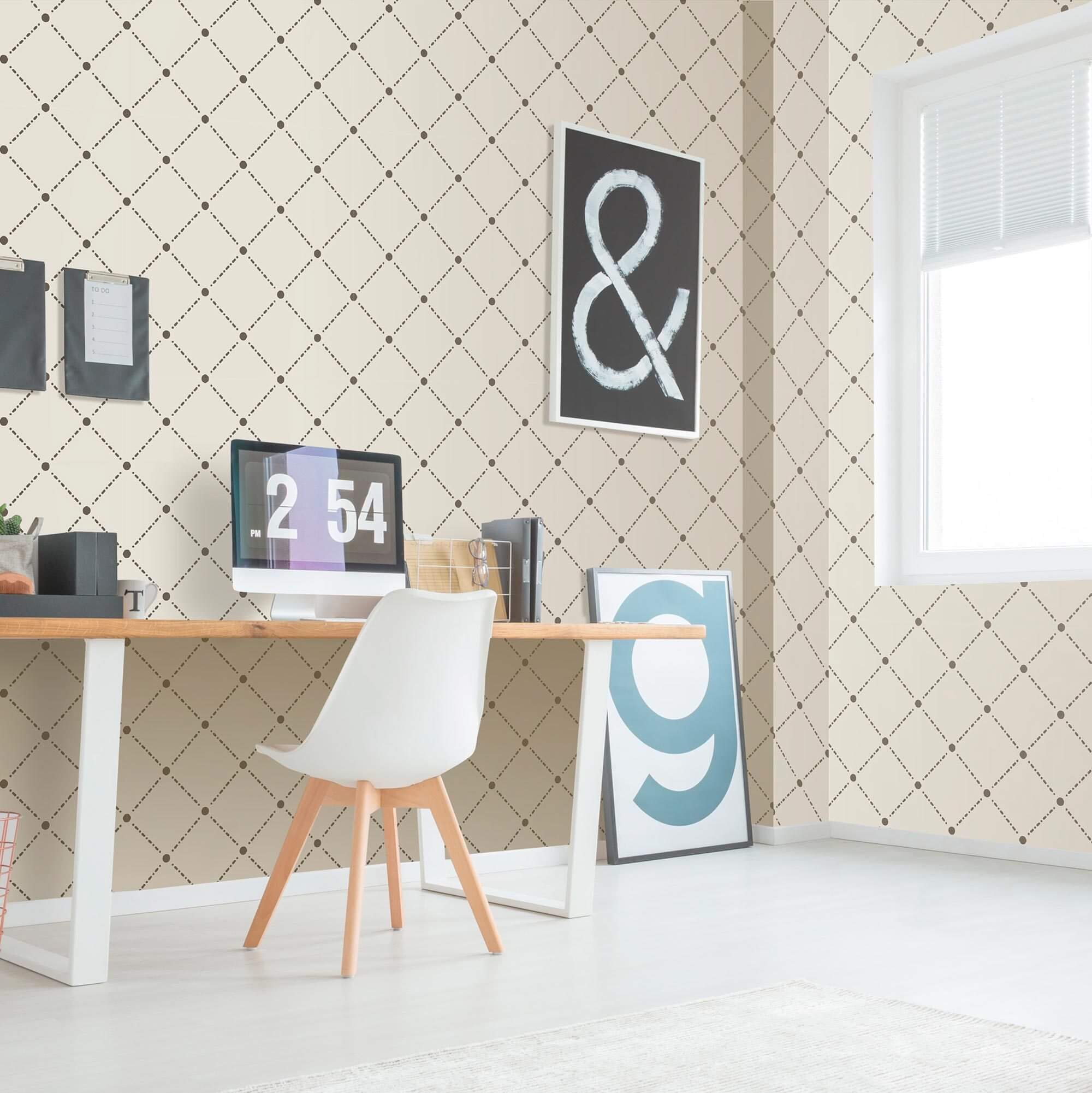 Beige Geometric Peel and Stick Removable Wallpaper - Self-Adhesive Wall Decor for Bedroom, Living Room & Office - Easy to Install & Remove - Pattern 4093