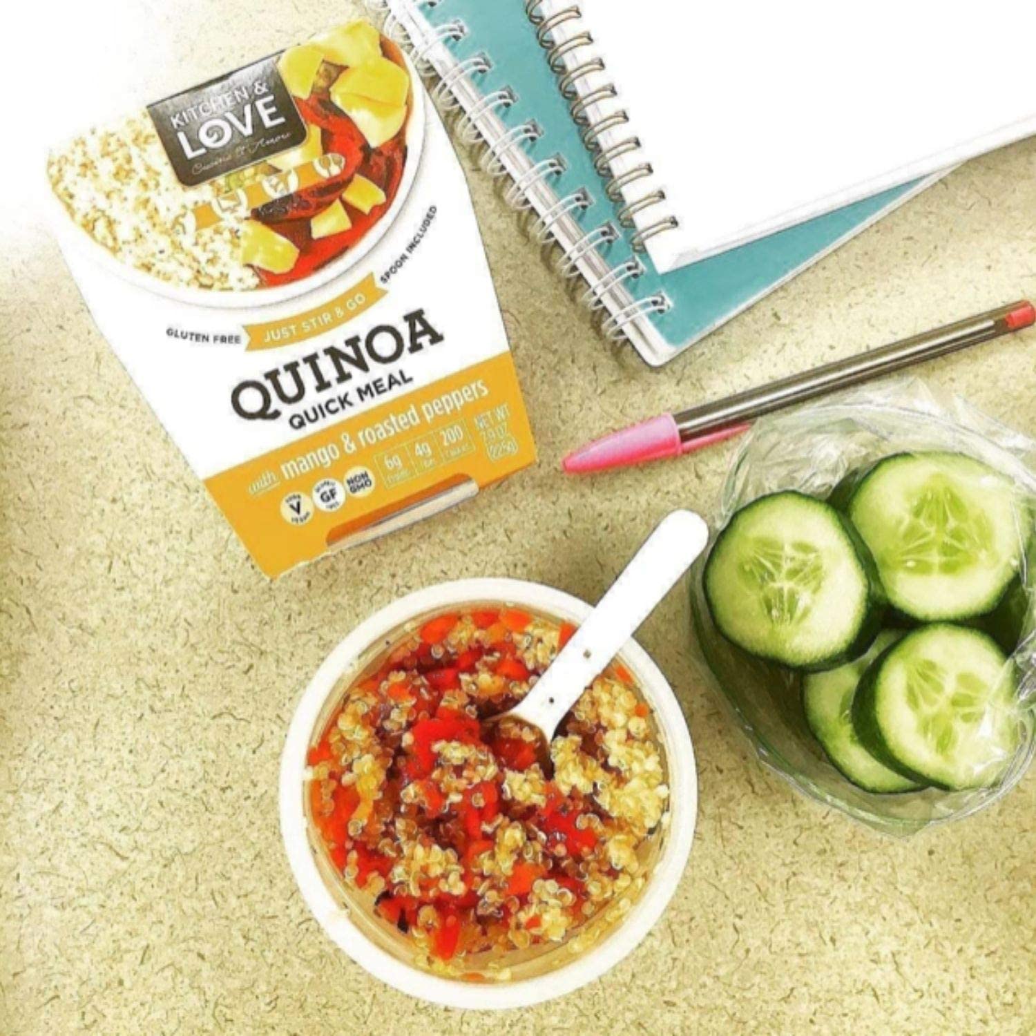 Organic Quinoa Quick Cups - Mango & Roasted Peppers (6-Pack) | Healthy Microwaveable Meals | Perfect for Office Lunch, Camping & Quick Dinners