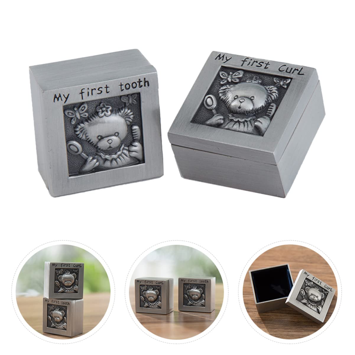 Baby Keepsake Box for First Tooth & Curl - Decorative Memory Storage Box with Engraved Design - Perfect for Baby's First Milestones, Christening Gifts & Nursery Decor
