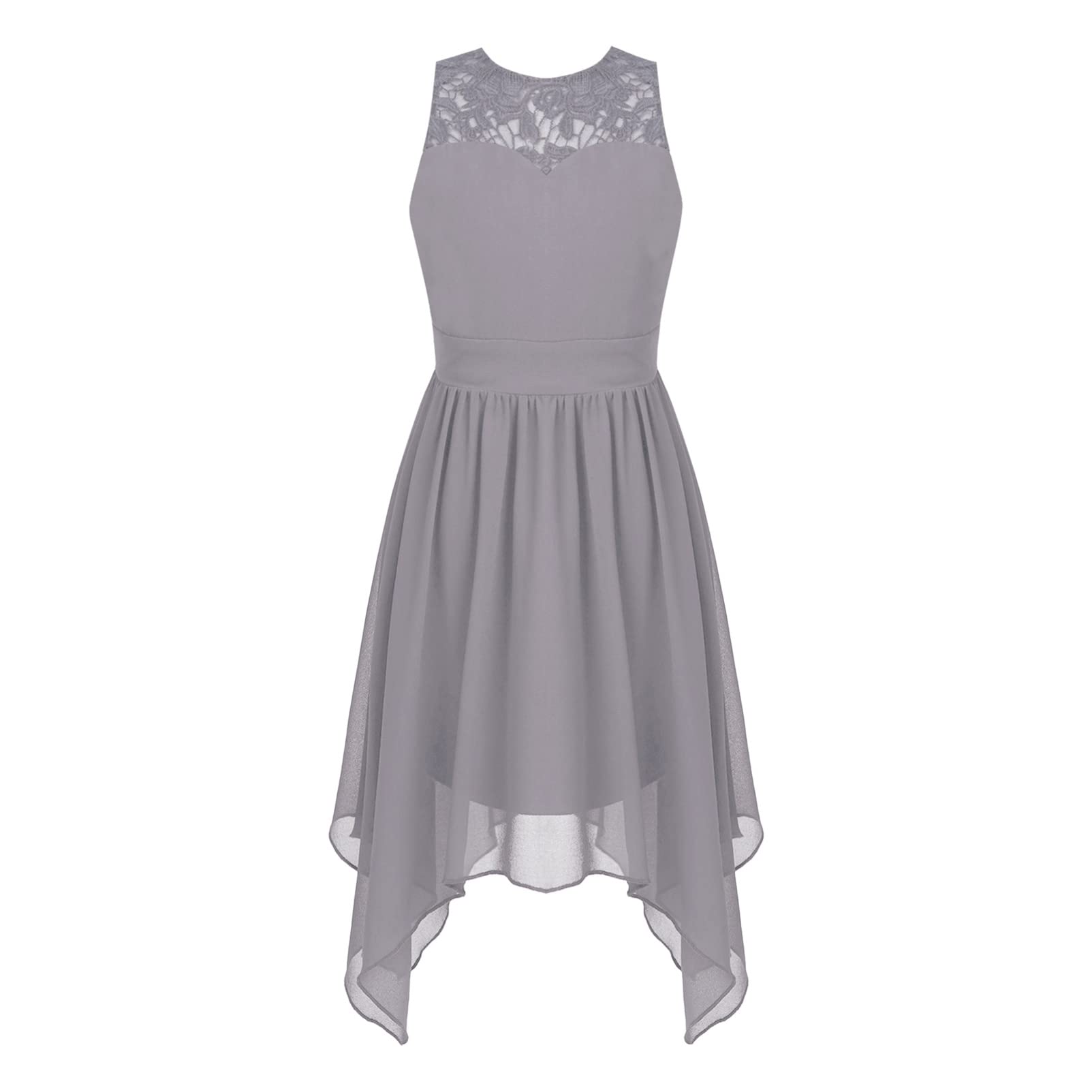 CHICTRY Big Girls Sleeveless Floral Lace High Low Dress - Summer Wedding Junior Bridesmaid Dresses for Teens - Perfect for Beach Weddings, Garden Parties & Special Occasions
