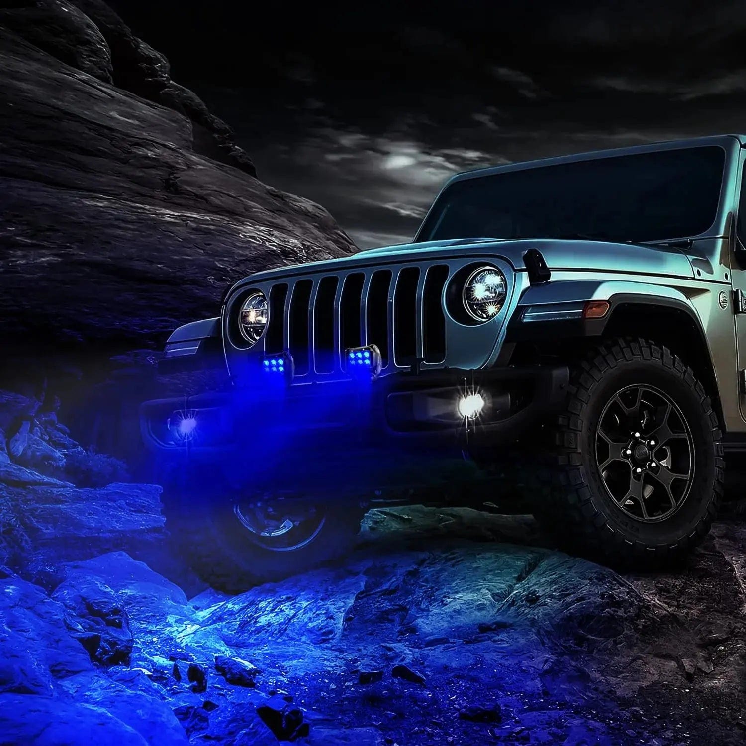 4 Inch 18W 1260LM Double Row Blue Spot LED Pods (Pair) - High Power Off-Road Lighting for Trucks, ATVs, Boats & Emergency Vehicles