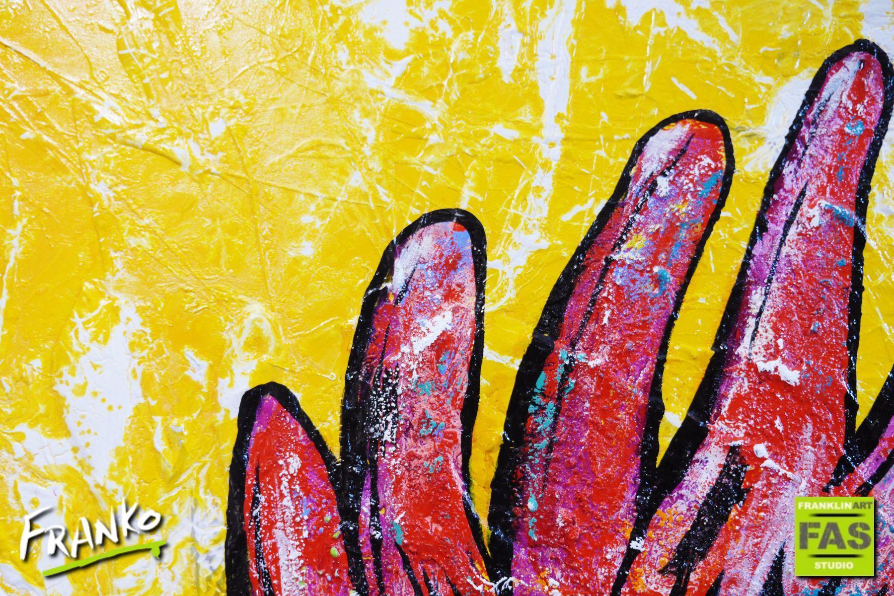 Vibrant Rooster Pop Art Painting - 140cm x 100cm Yellow Cock Wall Decor for Modern Home & Office | Unique Kitchen & Dining Room Artwork