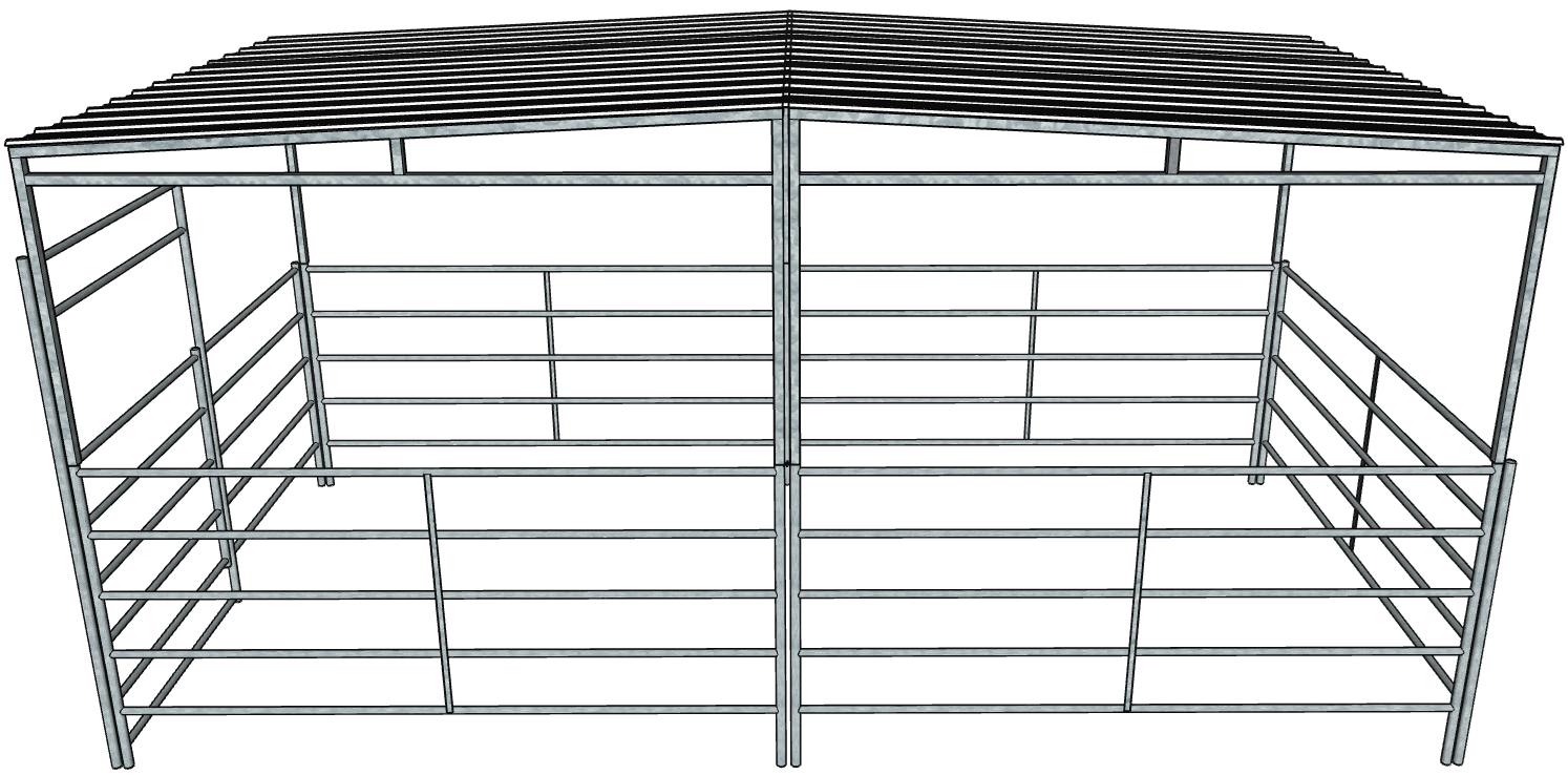 10 Ft X 20 Ft Galvanized Steel 5-Rail Horse Stall Kit with Full Roof - Durable Stable Shelter for Horses, Livestock & Farm Animals