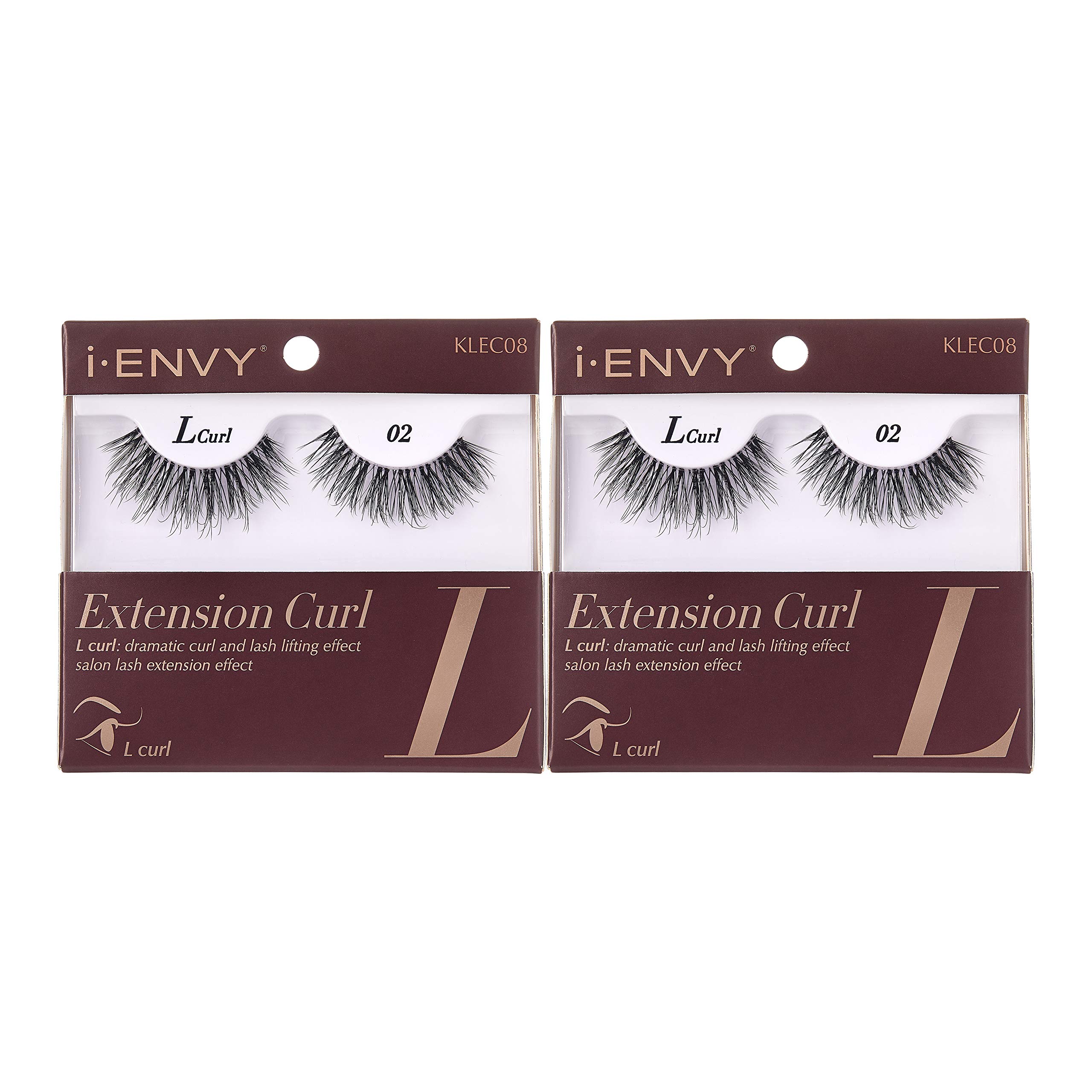 i-Envy 2 Pairs False Eyelashes - L Curl Natural Lashes for Salon Lash Extension Effect | Perfect for Daily Wear, Parties & Special Occasions