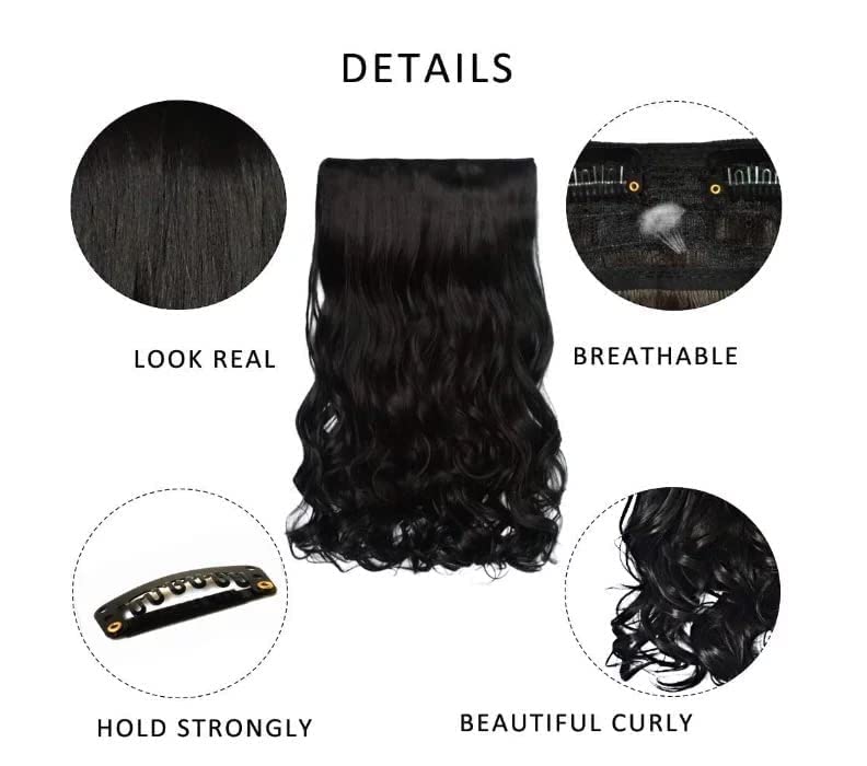 Elcabell Straight Natural Brown Long Synthetic Hair Extensions - 24 Inch 5-Clip Full Head Hairpiece for Women & Girls | Perfect for Daily Styling, Parties & Special Occasions