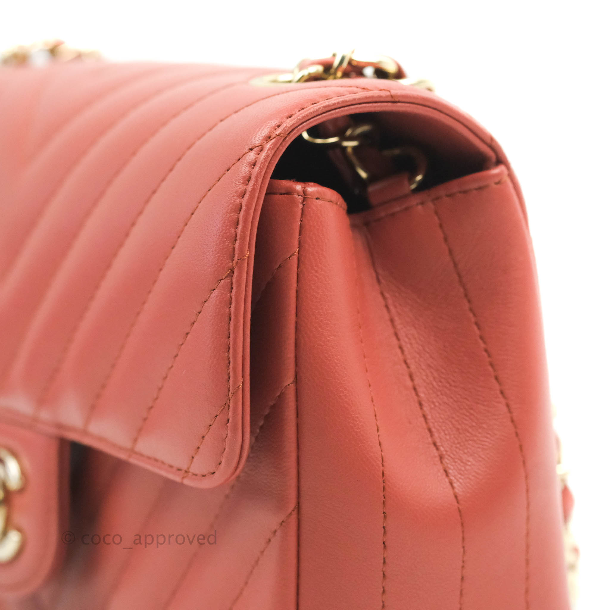 Chanel Chevron Mini Rectangular Flap Bag in Brick Red Lambskin Leather with Aged Gold Hardware - Luxury Crossbody Purse for Women, Perfect for Date Night & Special Occasions