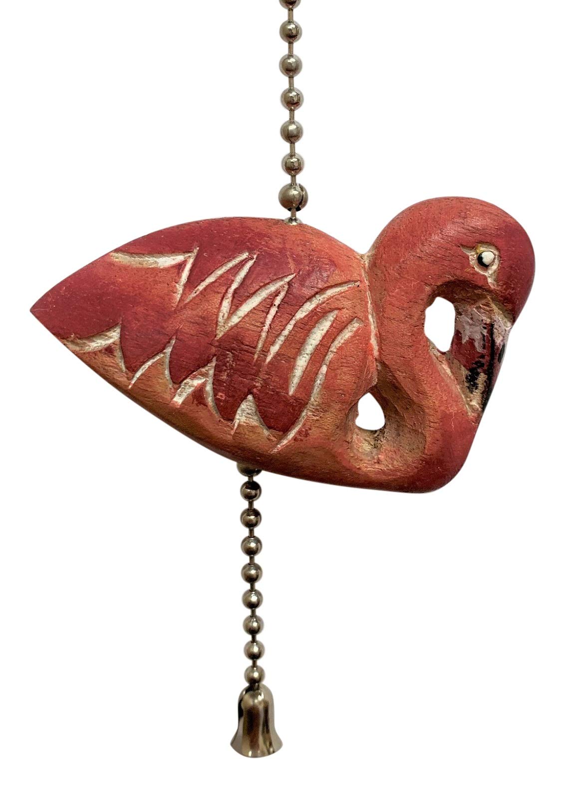 MTI Pink Flamingo Ceiling Fan Pull Chain - Hand-Painted Carved Wood Decorative Pull for Ceiling Fans - Perfect for Tropical, Coastal, and Flamingo-Themed Home Decor