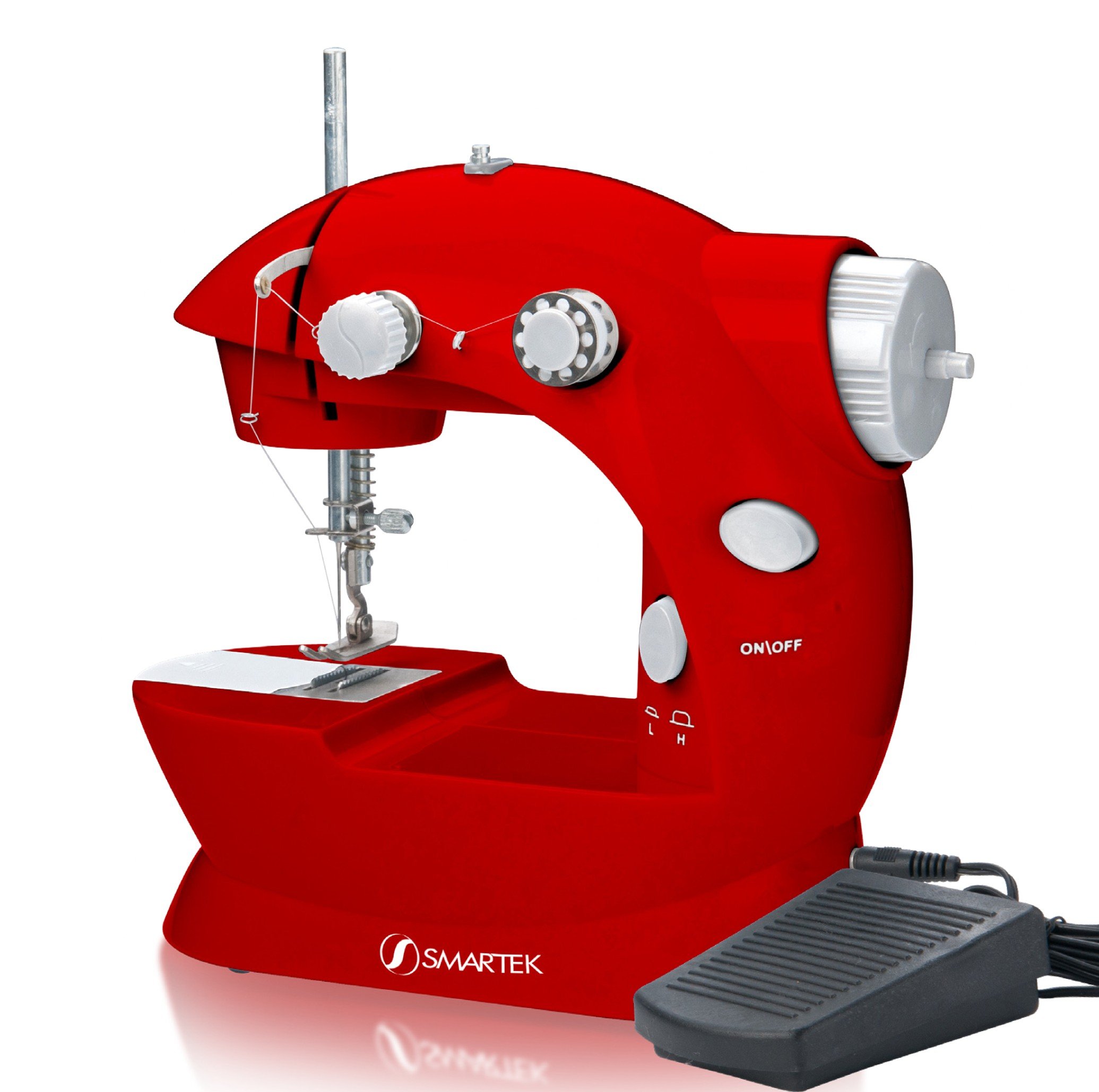 Smartek RED Mini Sewing Machine - Portable Handheld Stitch Tool for Quick Fabric Repairs, DIY Crafts & Emergency Clothing Fixes | Perfect for Home Use, Travel & On-the-Go Sewing Projects