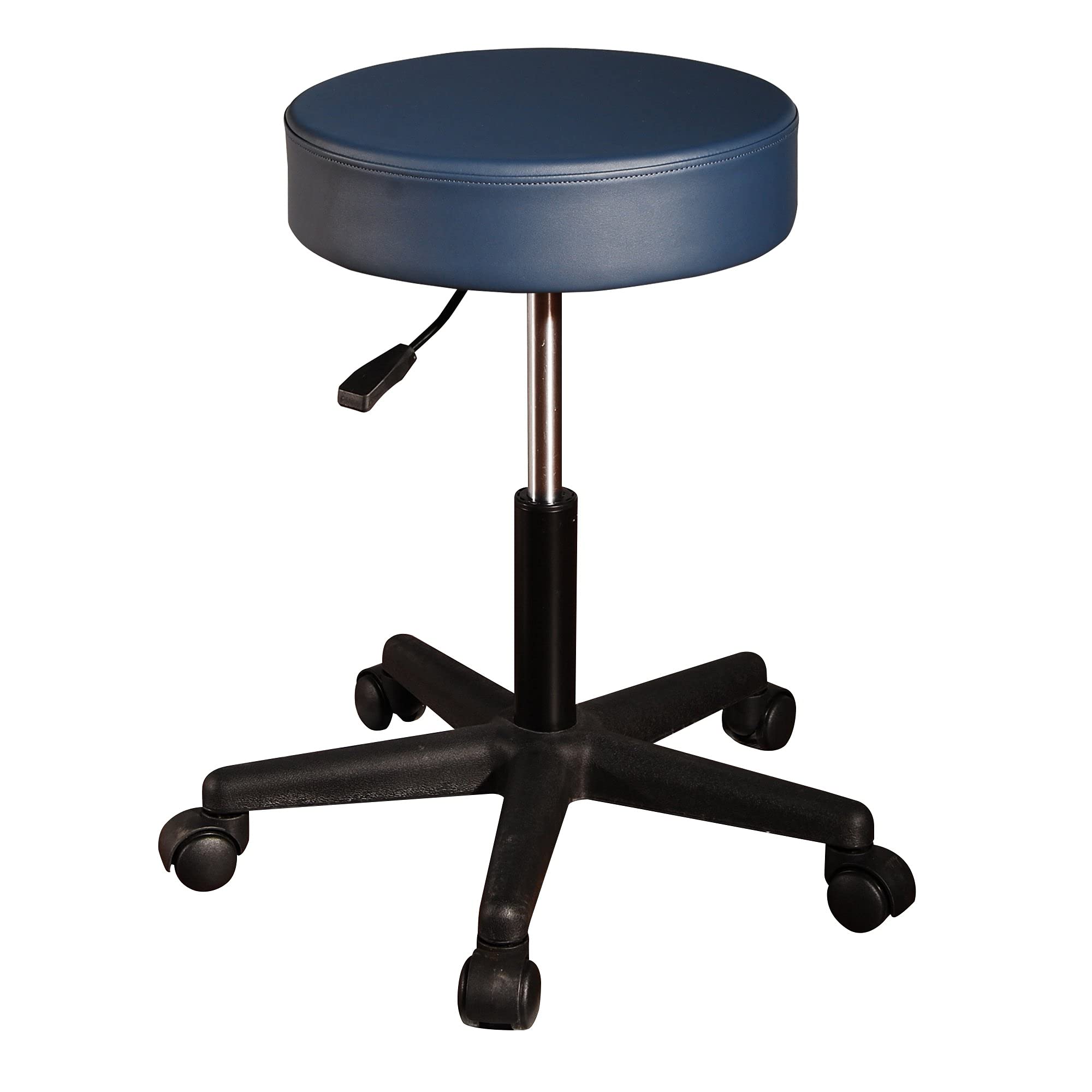 Pneumatic Swivel Rolling Massage Stool - Adjustable Height Ergonomic Office Chair with Lumbar Support - Royal Blue - Perfect for Home Office, Salon, Spa & Massage Therapy