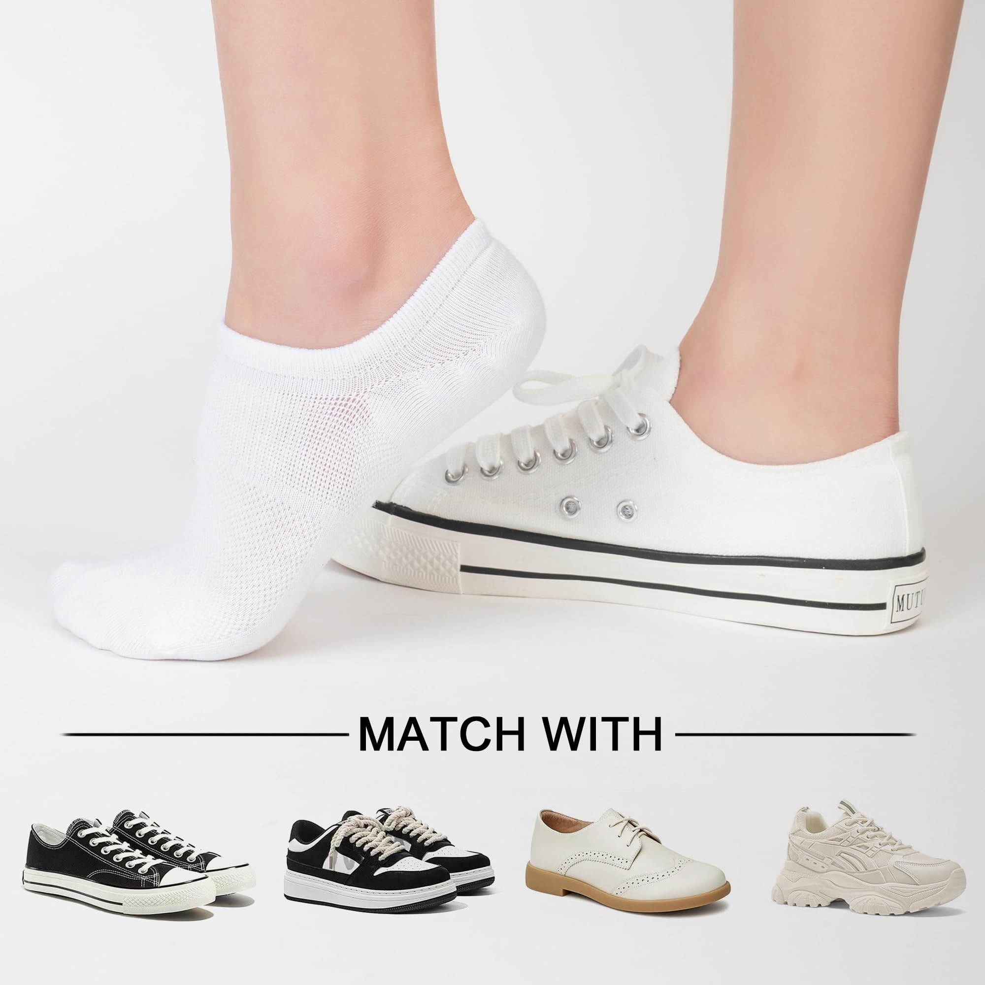No Show Socks for Women - 8 Pairs Non Slip Invisible Running Socks for Workout & Casual Wear
