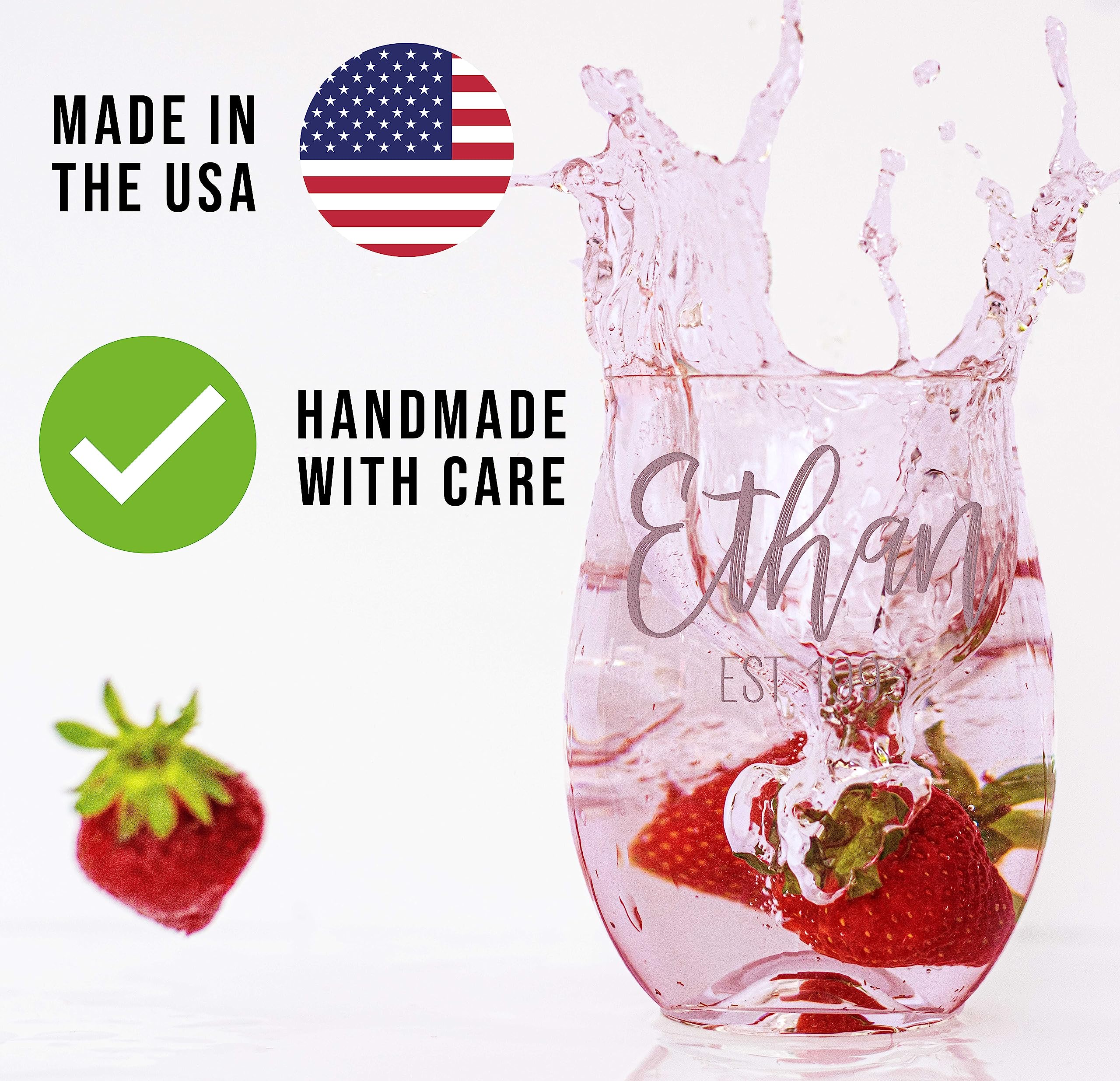 Personalized Mother's Day Wine Glass - 17oz Stemless Custom Engraved Monogram Wine Cup - Unique Gift for Mom, Women, Bridesmaids, Sisters - Perfect for Birthday, Wedding, Anniversary Celebrations & Romantic Dinners