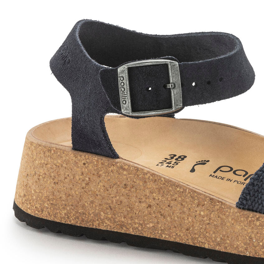 Birkenstock Women's Glenda Sandals - Suede Leather Textile Upper in Midnight Blue | Comfortable Slip-On Shoes for Casual Wear & Outdoor Activities