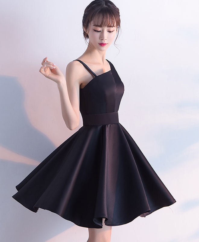 Elegant Black Satin Short Prom Dress for Homecoming - Perfect for School Dances, Parties & Special Occasions